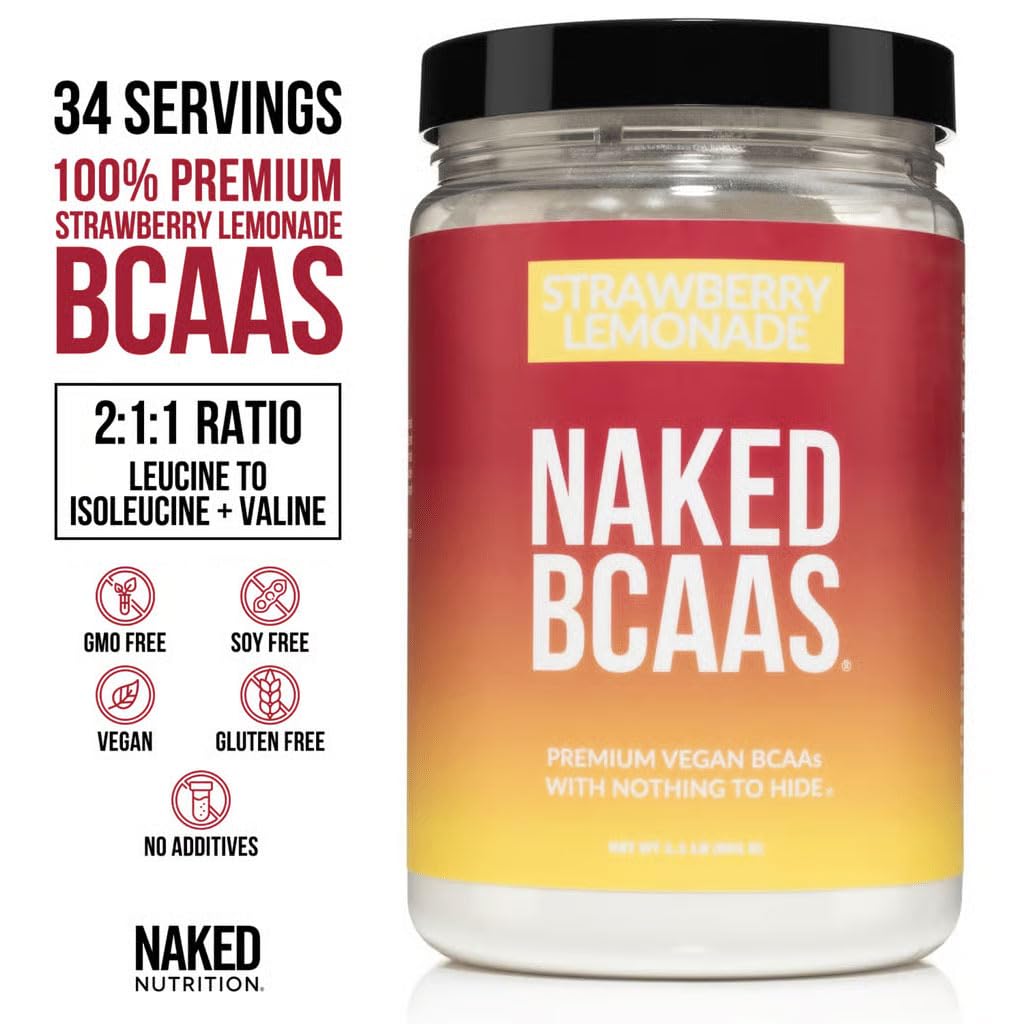 Naked BCAA Fraise-Citronnade mélangée dans un verre pour énergie pendant l’effort.