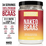 Naked BCAA Fraise-Citronnade mélangée dans un verre pour énergie pendant l’effort.