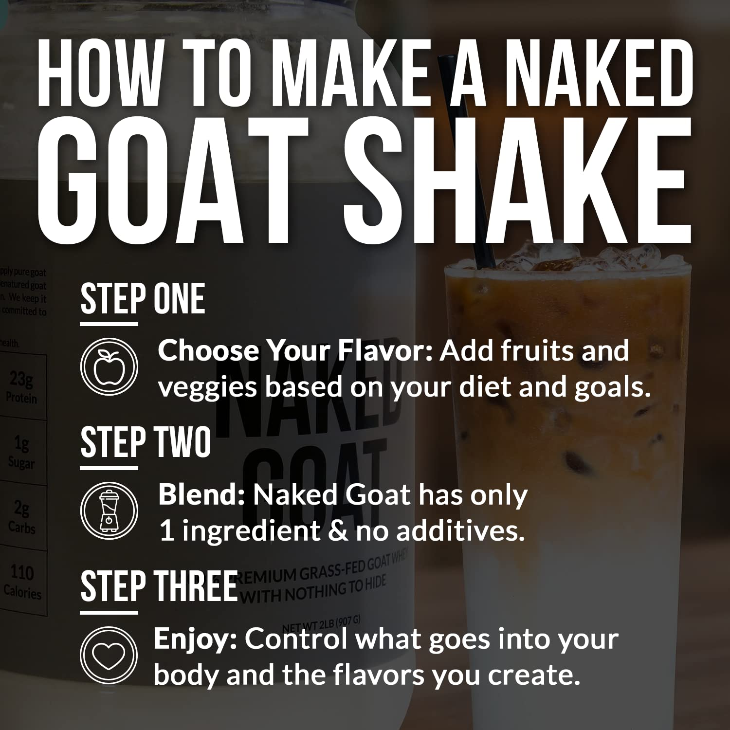 Naked Goat verre-mesure: contrôle précis de l'apport protéique.