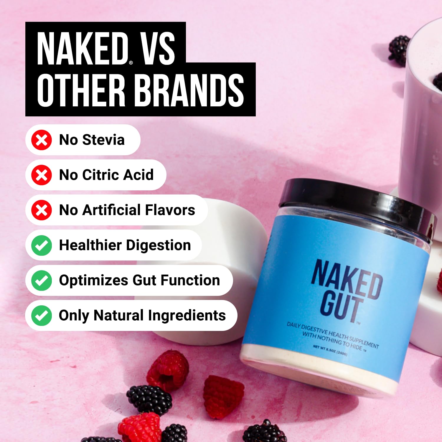 NAKED Gut dosette-poudre-mesure: portion précise pour une routine digestive pratique.