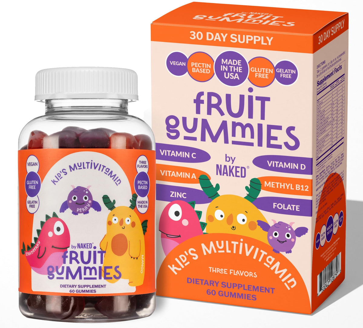 NAKED Nutrition Kids Gummies – Bouteille fraise, saveur fruitée sans gélatine