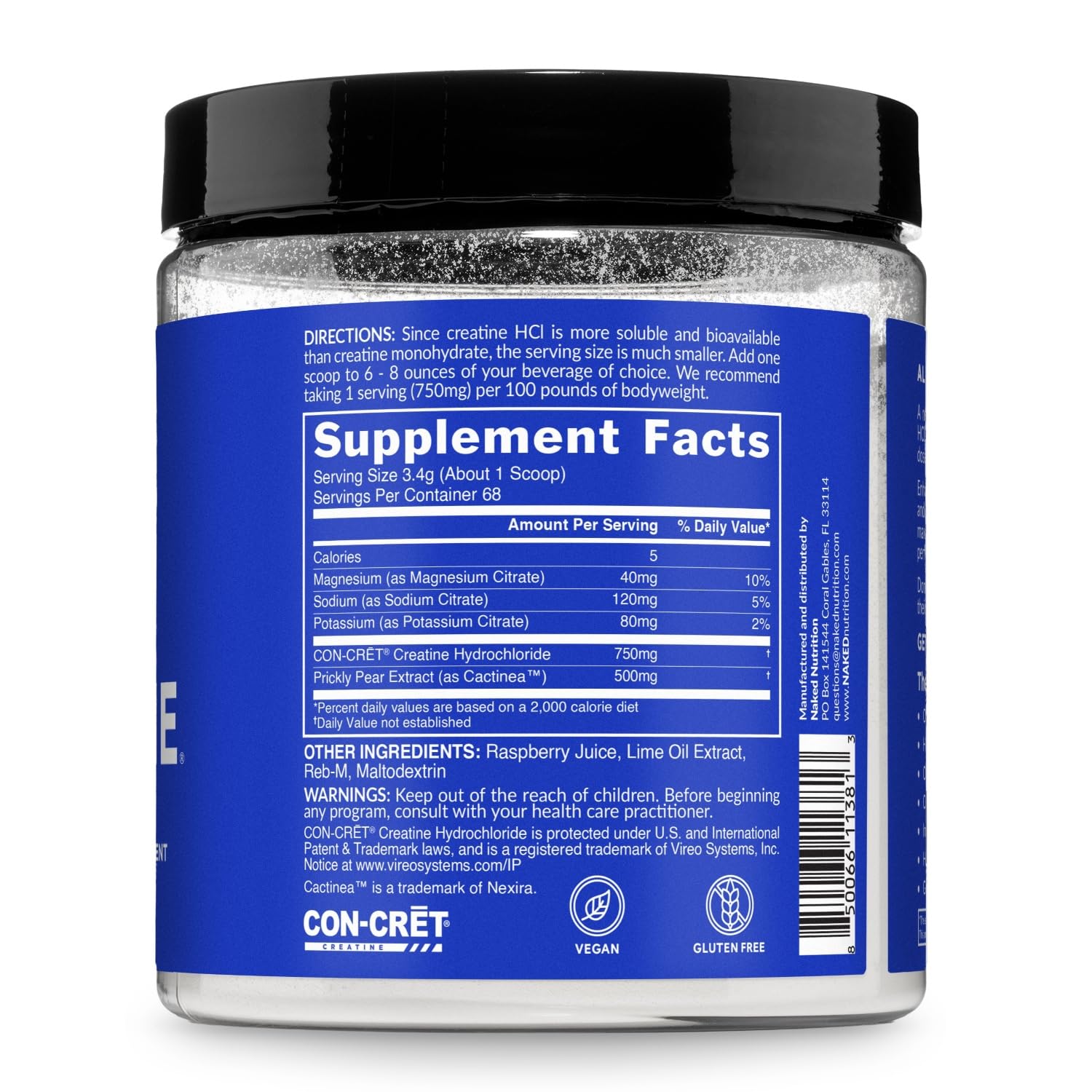 NAKED Lean Creatine HCI usage quotidien pour soutien à l’entraînement.