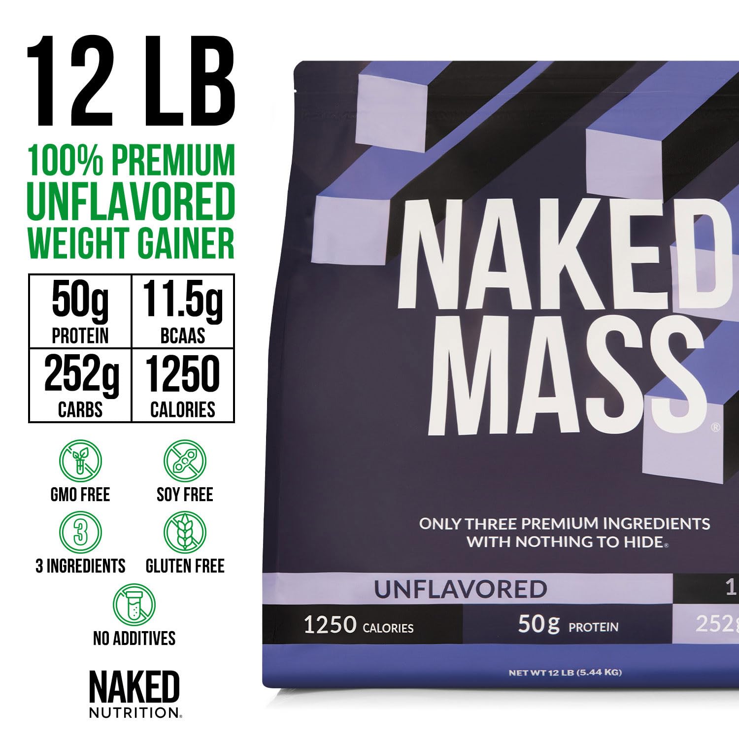NAKED Mass — informations nutritionnelles visibles pour comparer les macros.