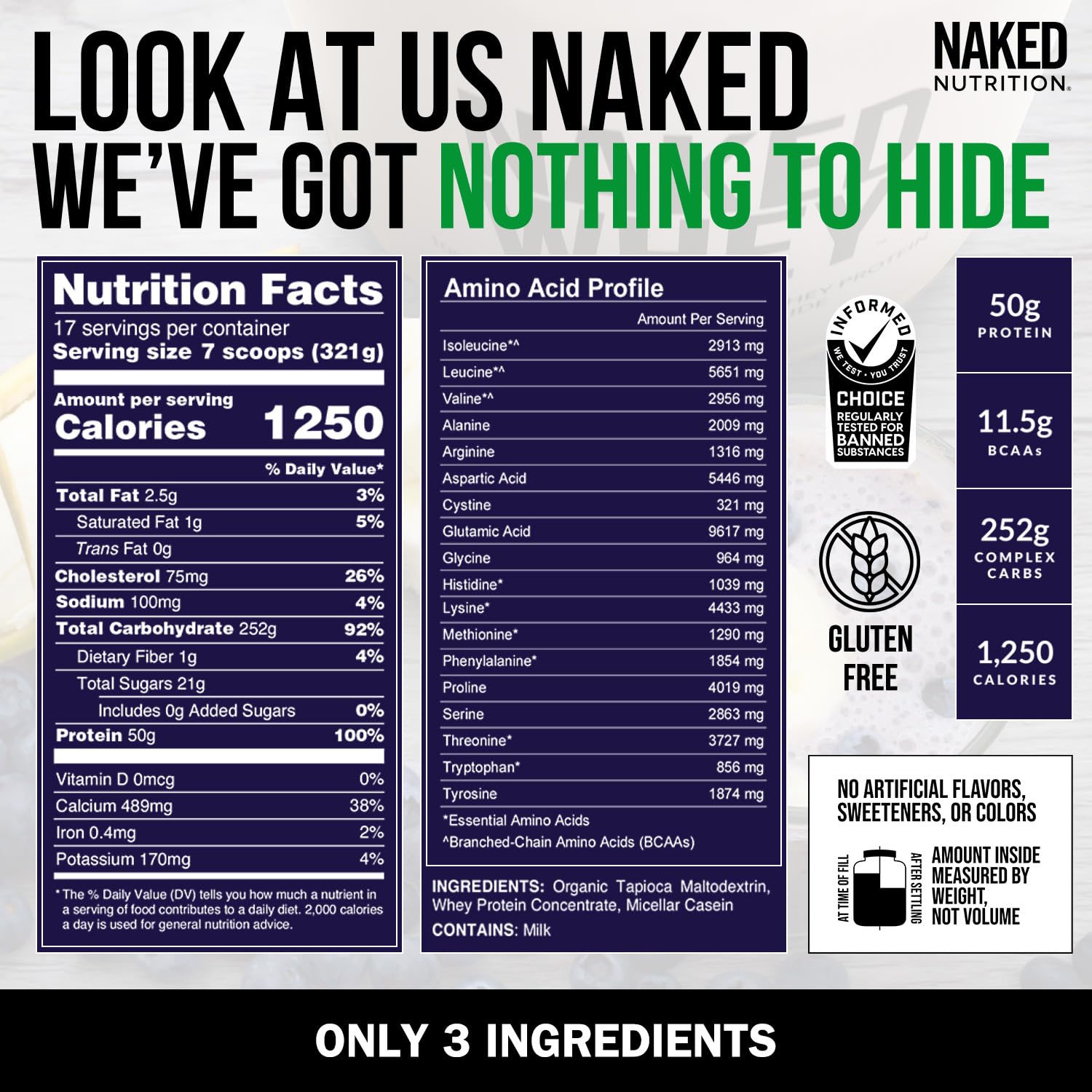 NAKED Mass — recettes et smoothies pour augmenter l'apport calorique.
