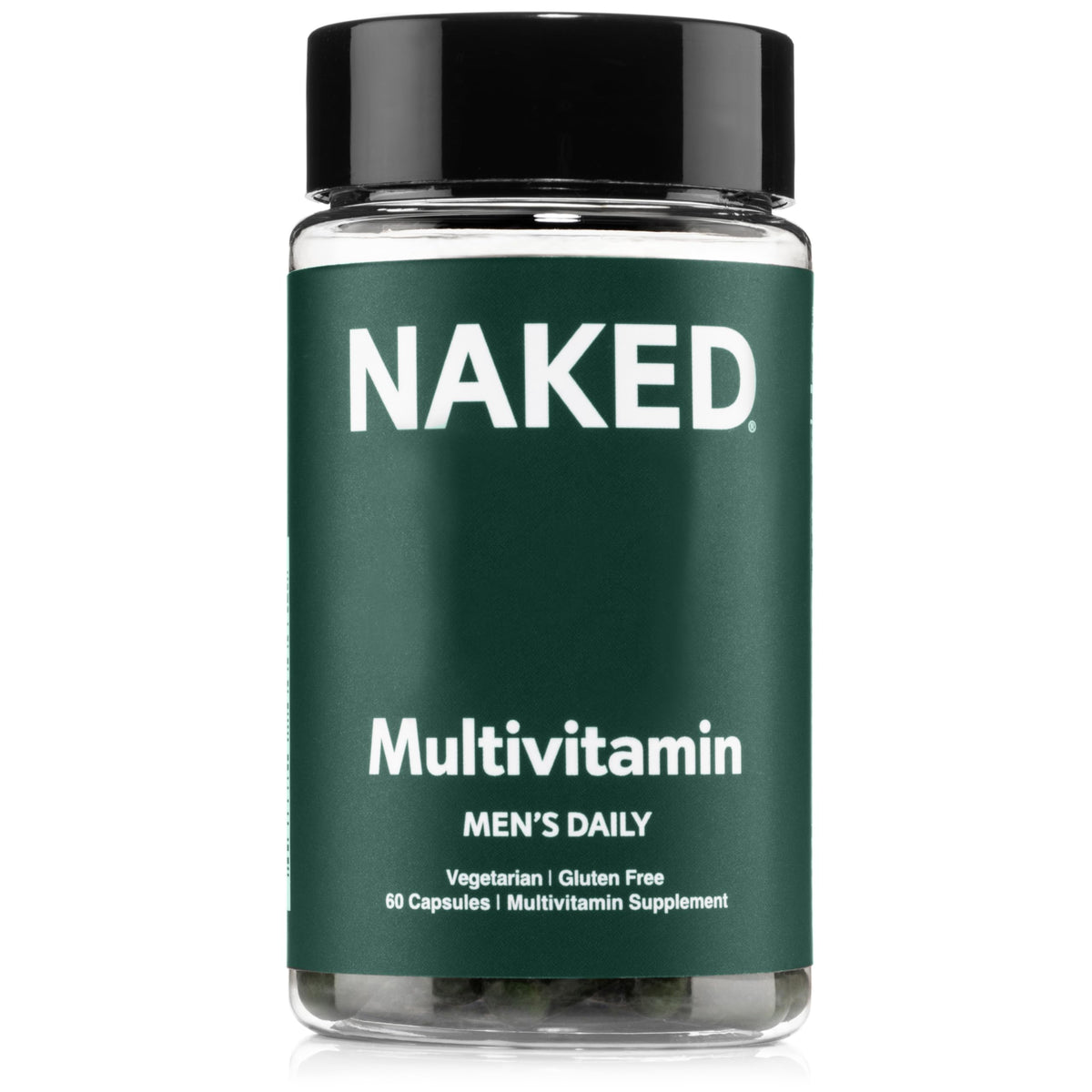 NAKED Men's Multi : bouteille montrant la prise quotidienne pour l’immunité et l’énergie.