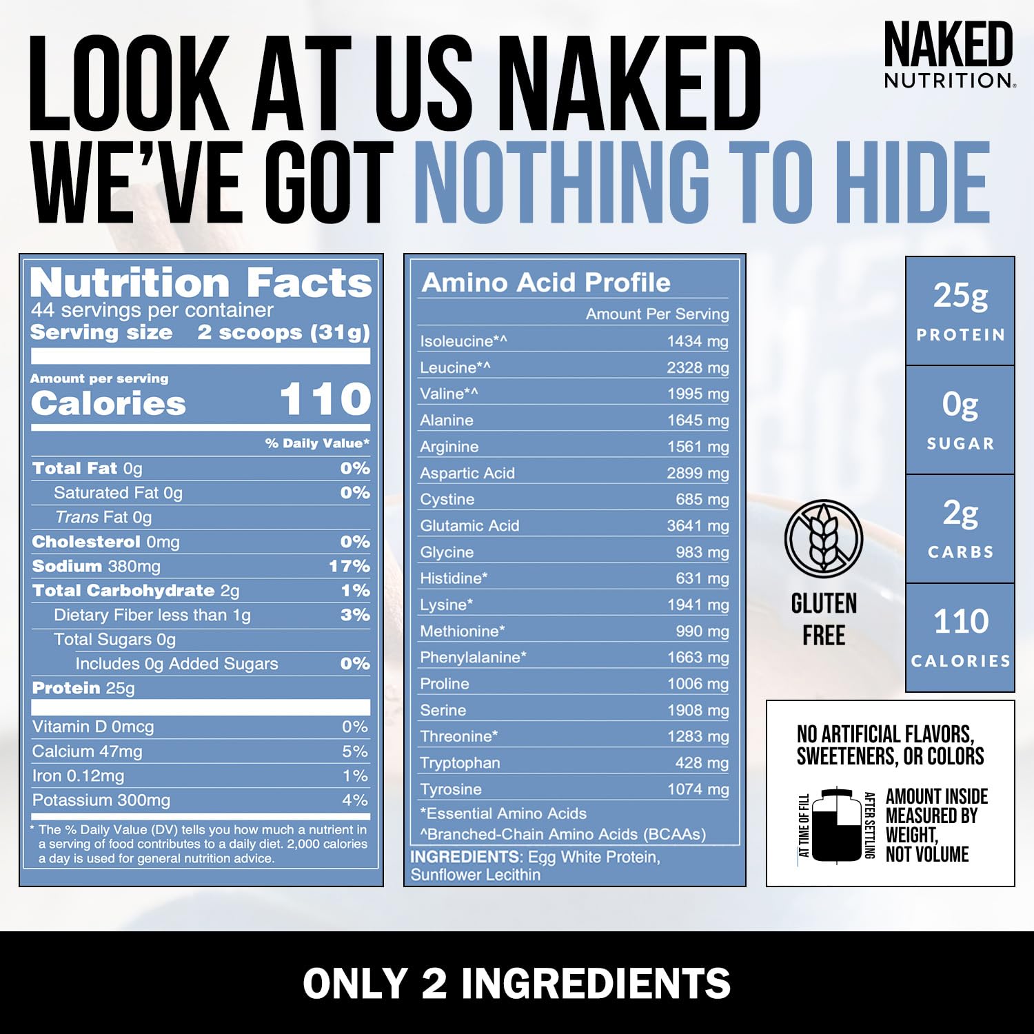 NAKED protéine blanc d'œuf en poudre – sans additifs pour une utilisation propre