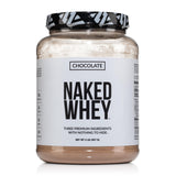NAKED protéine de lactosérum chocolat dans son emballage clair, prête à mélanger après l'entraînement.