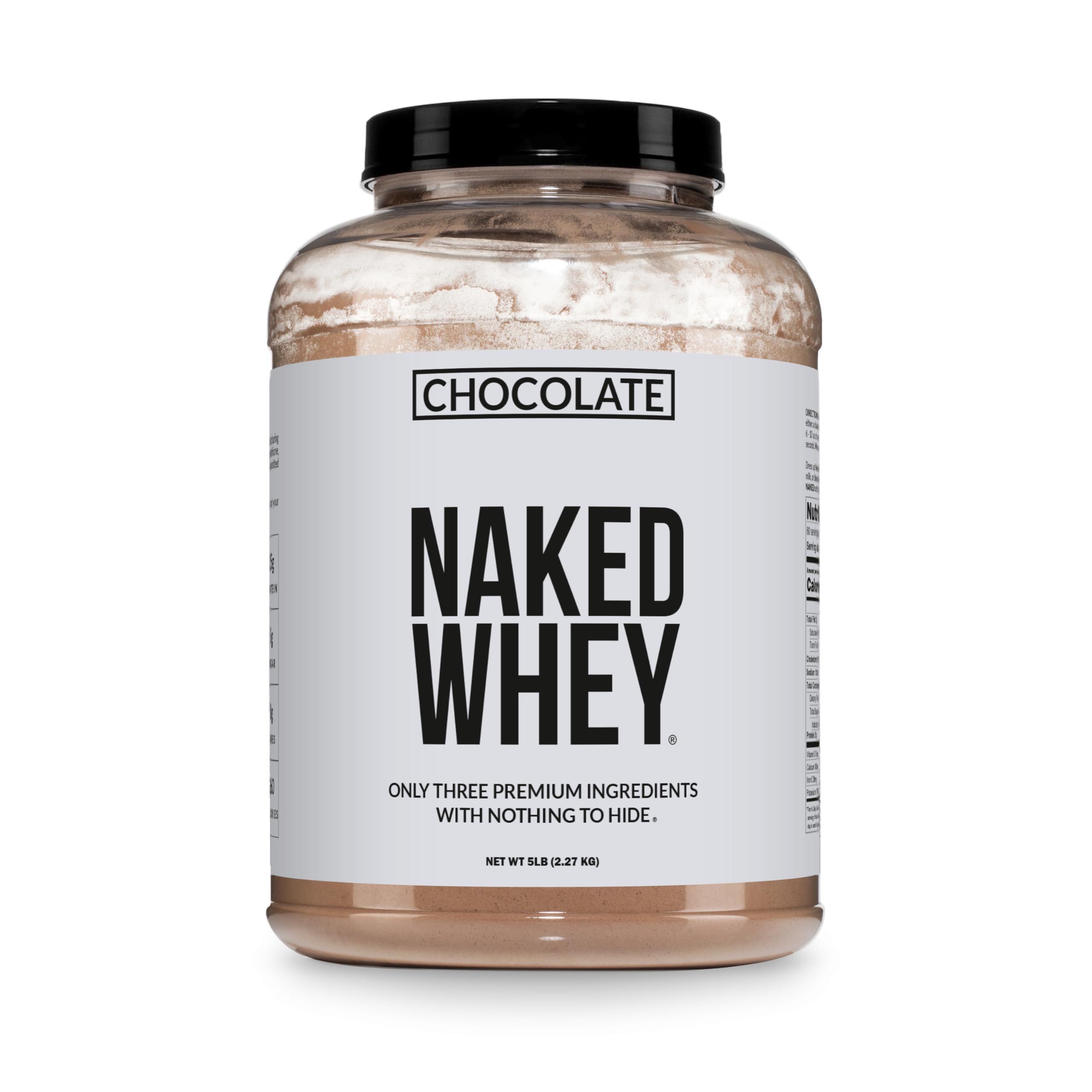 NAKED protéine chocolat poudre, texture prête à mélanger dans un shake.