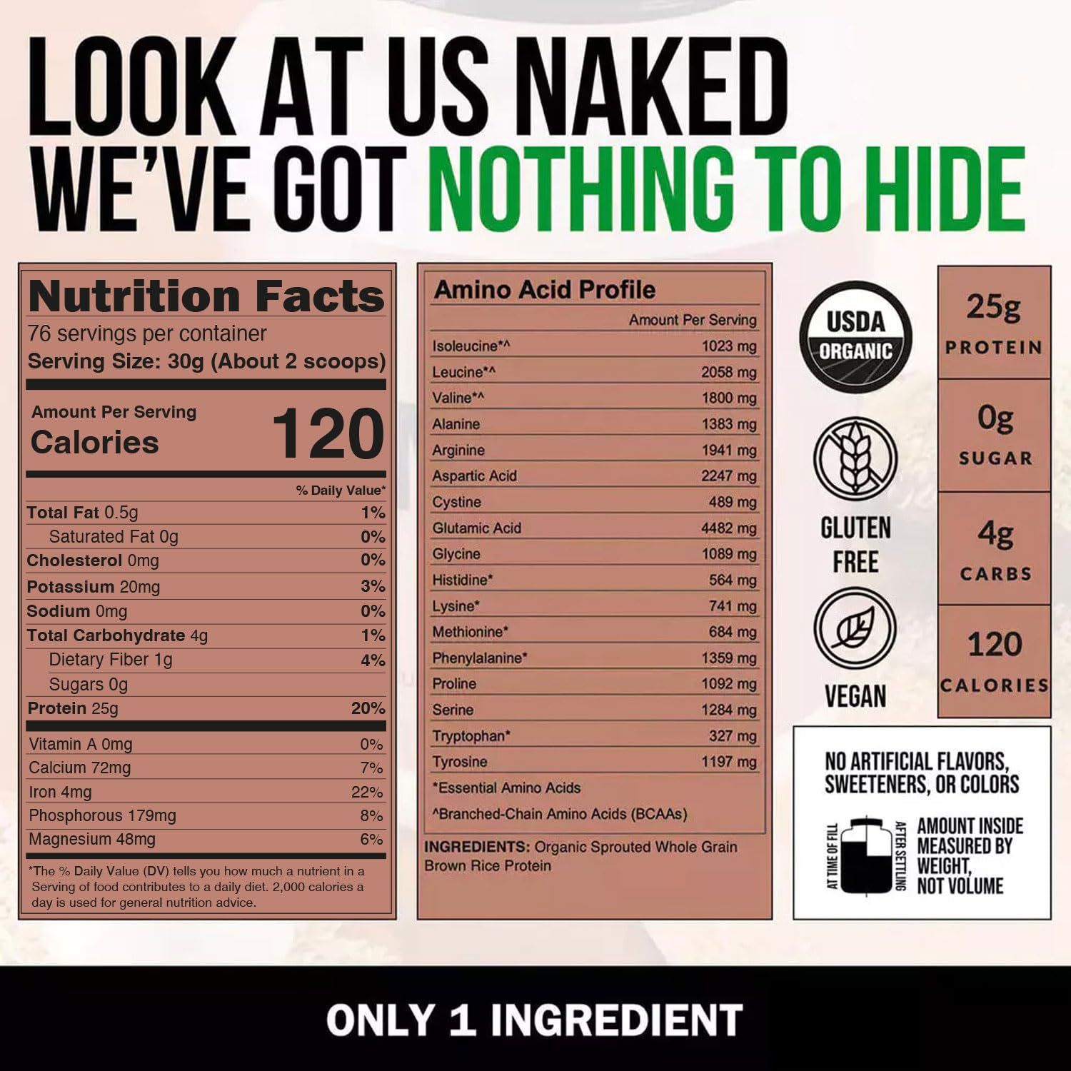 NAKED Protéine riz brun - cuillère-doseuse: dose précise pour shakes quotidiens