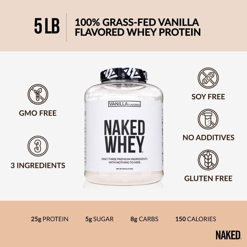 NAKED Protéine lactosérum Vanille – verre mélangé avec mélange vanillé rapide