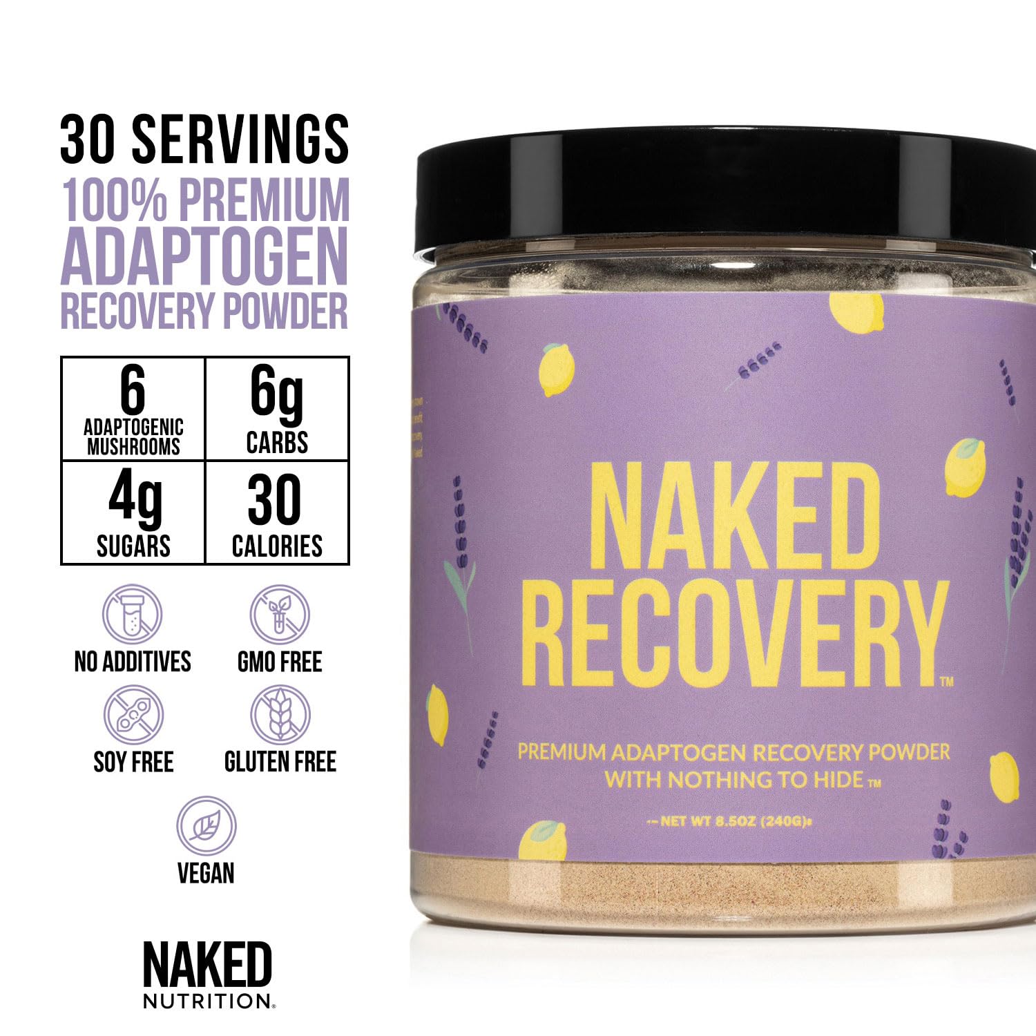 NAKED Recovery poudre Cordyceps, favorise l’endurance et la récupération après l’effort.
