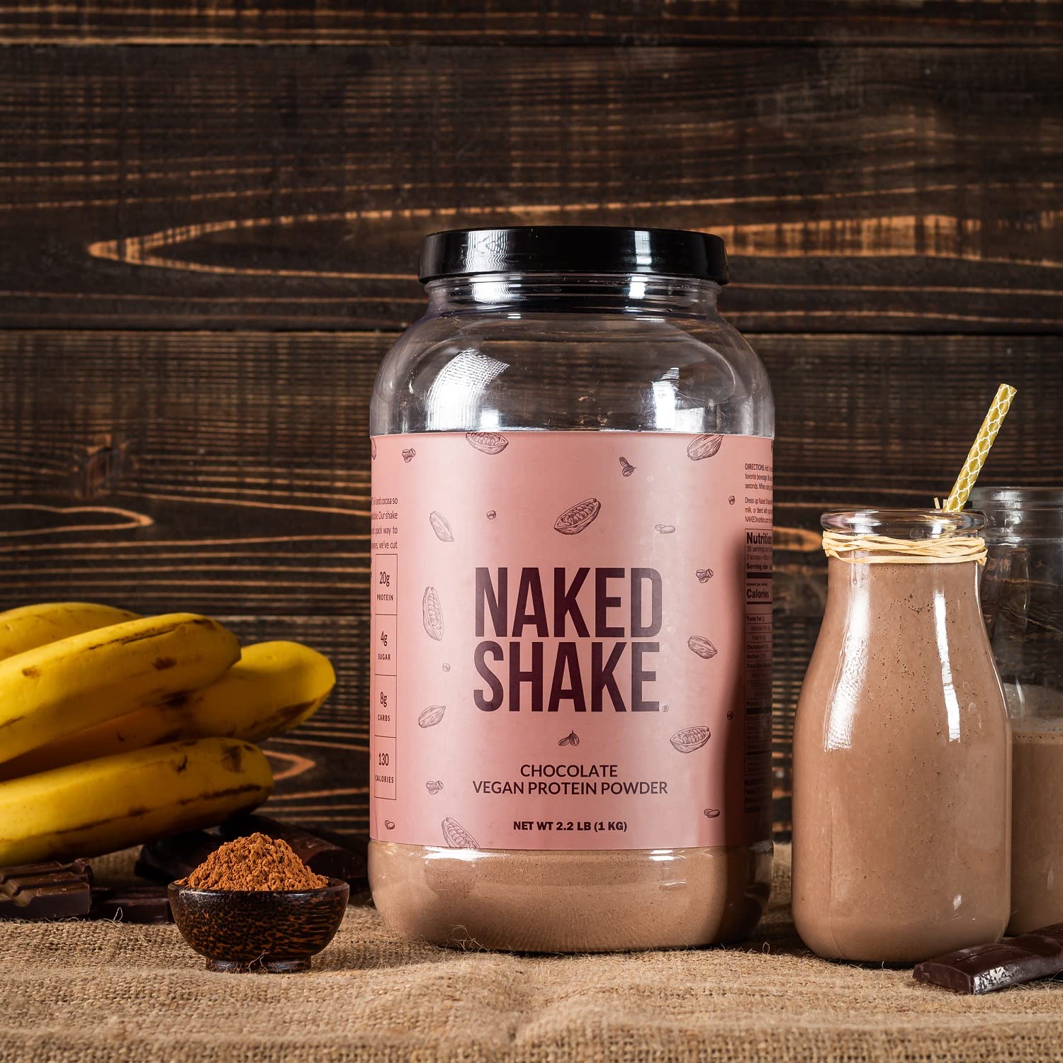 NAKED Shake chocolat arôme riche sans colorants ni édulcorants artificiels.