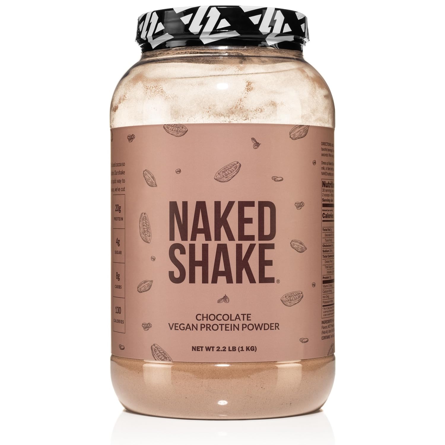 NAKED Shake chocolat poudre protéine végétale pour énergie et récupération.