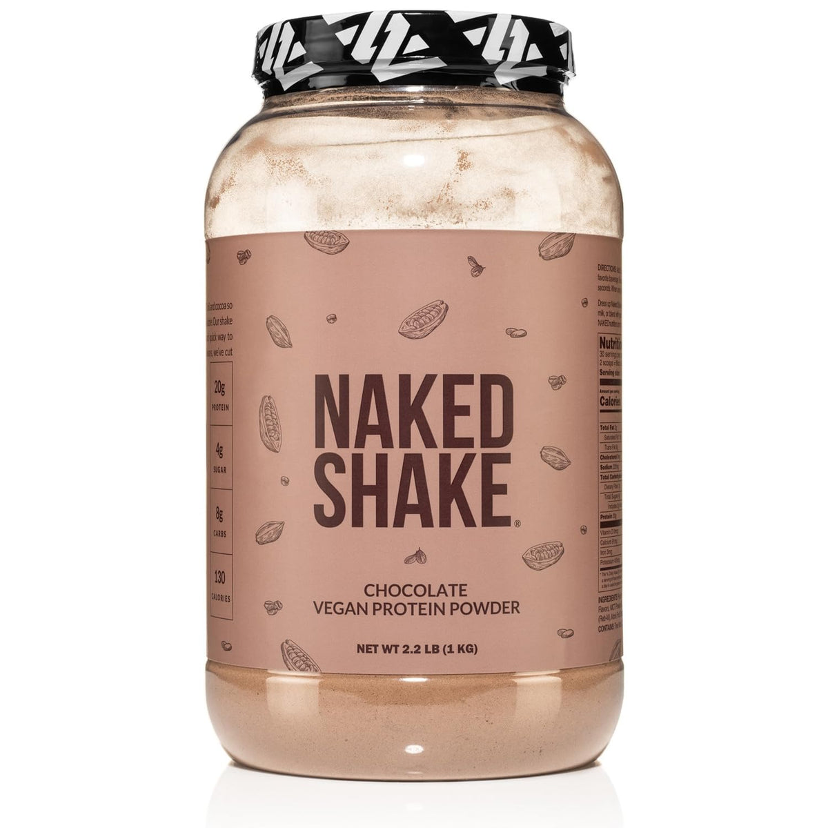 NAKED Shake chocolat poudre protéine végétale pour énergie et récupération.