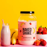 NAKED Shake goût fraise-banane, expérience sensorielle agréable.