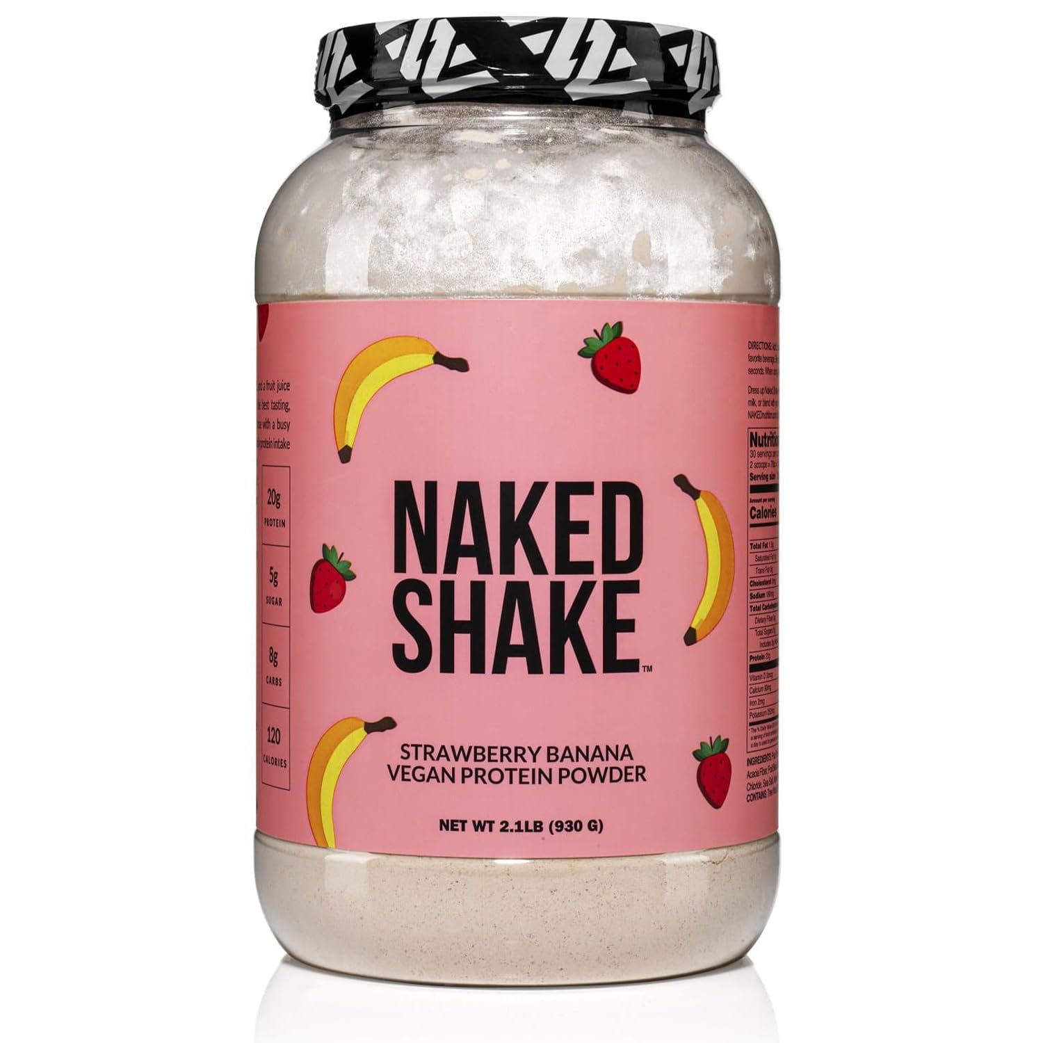 NAKED Shake protéine vegan fraise-banane dans un verre, rapide et nourrissant.