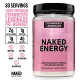 NAKED Strawberry Lemonade Energy, poudre de pré-entraînement prête à se mélanger.