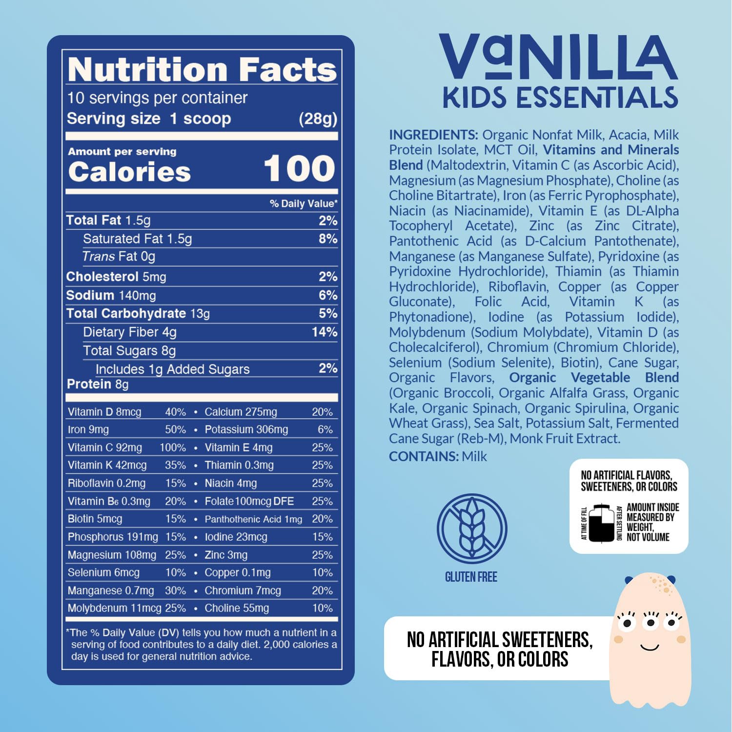 Naked Vanilla: protéine d'origine bio pour les enfants, soutien nutritionnel post‑école.