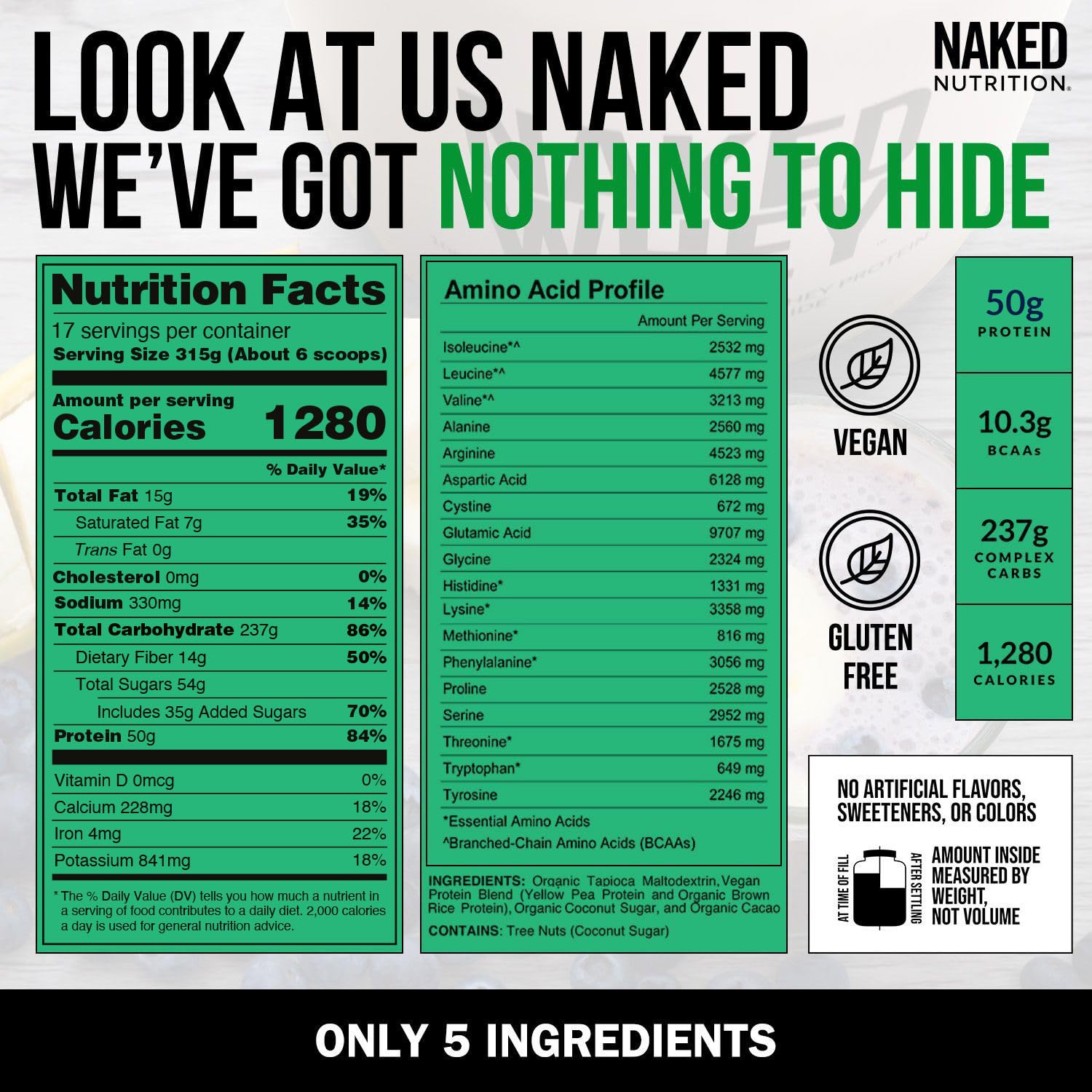 Poudre de cacao pur Naked Vegan Mass chocolat, saveur riche et naturelle.