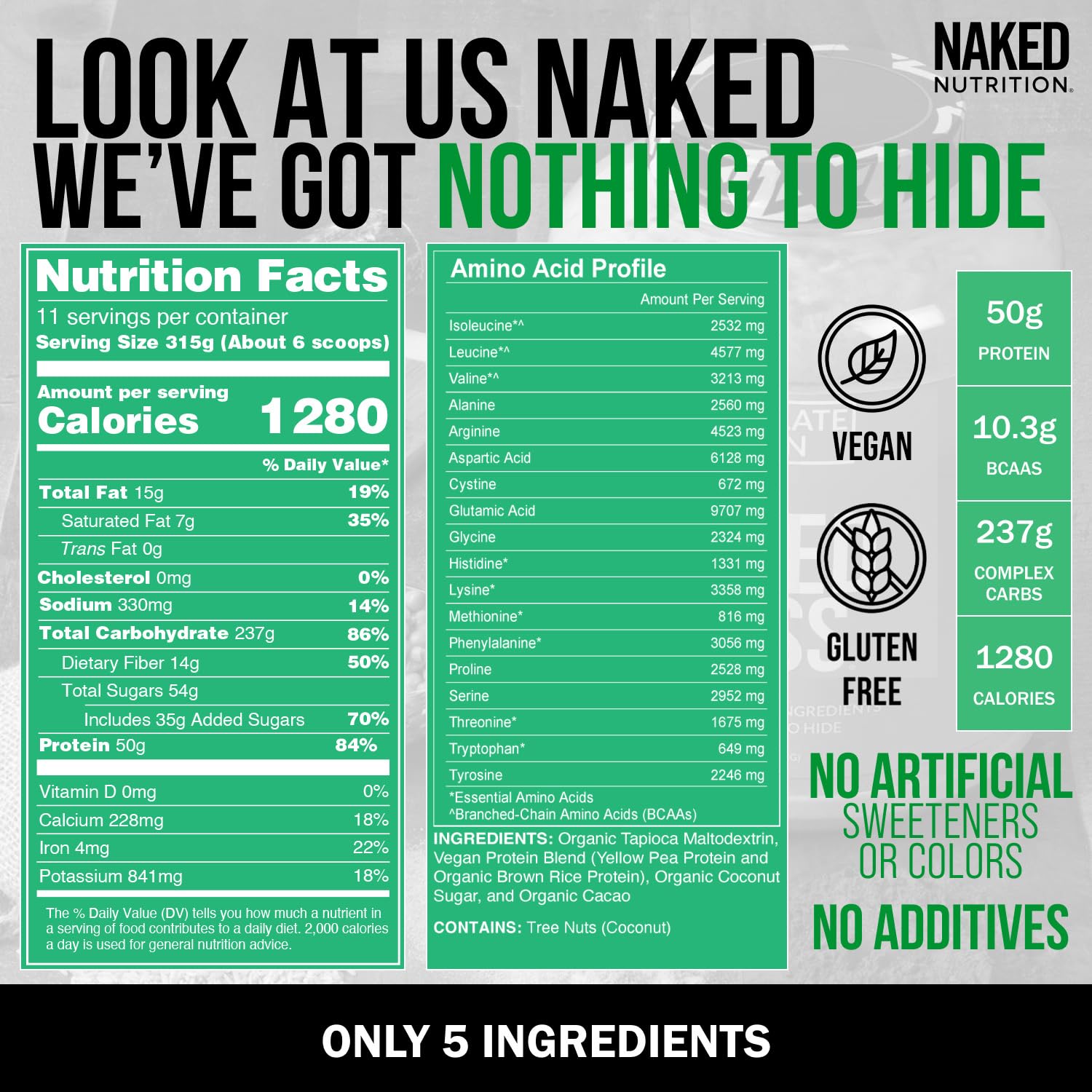 NAKED Vegan Mass ingredients-pur, composants simples et sans additifs