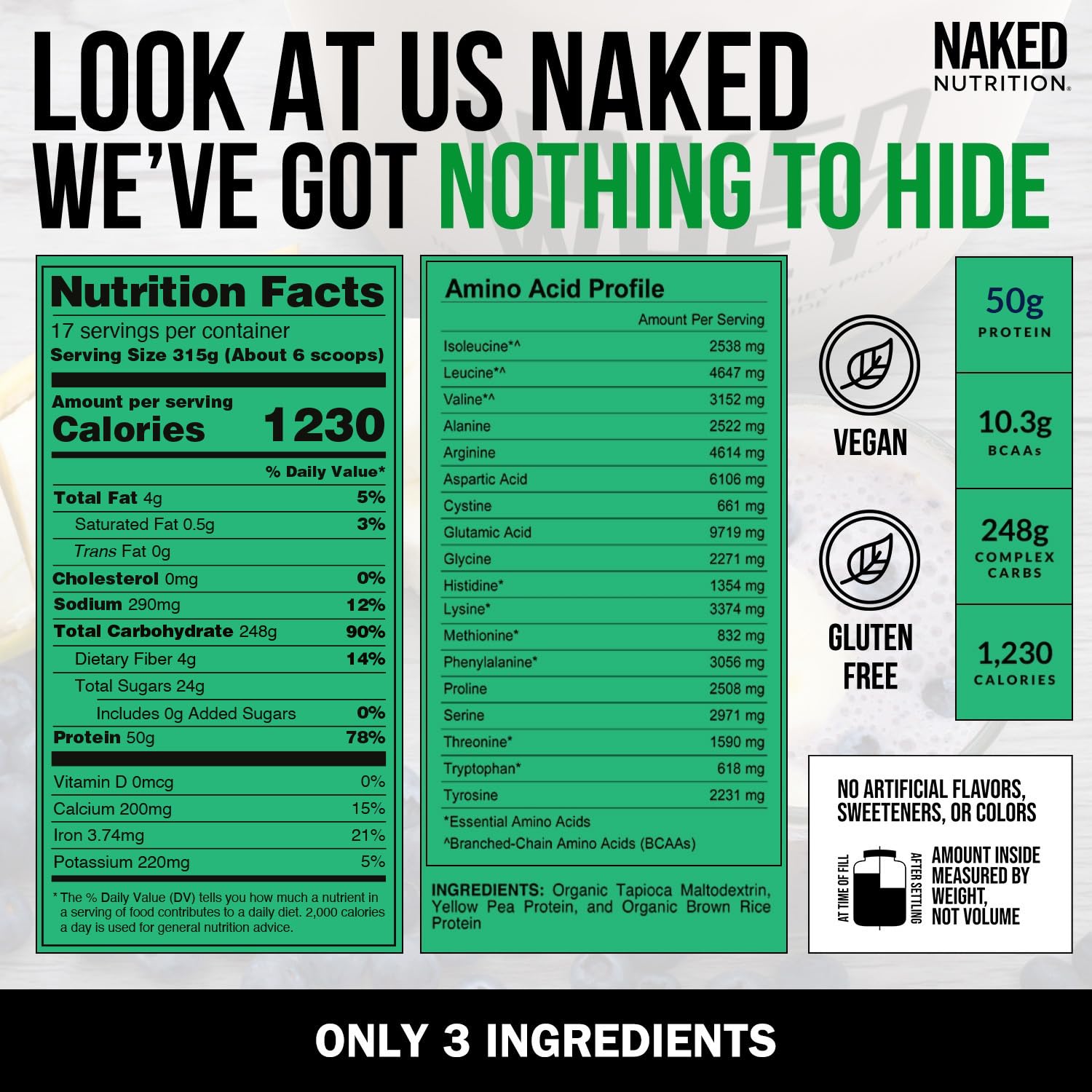 NAKED Vegan Mass shaker et mélange faciles: préparation rapide après l entraînement.