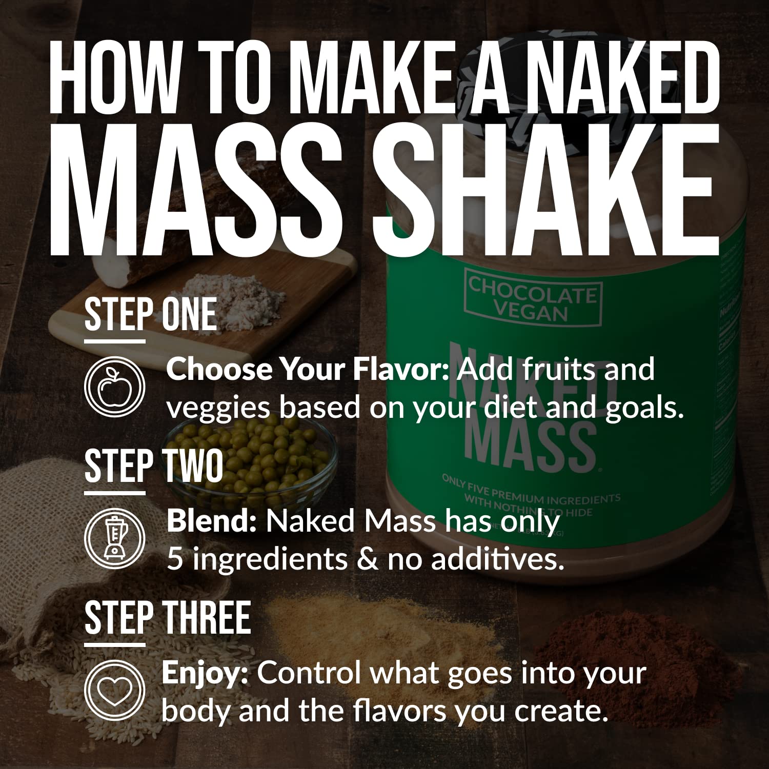 NAKED Vegan Mass preparation-smoothie, polyvalent dans les shakes et recettes