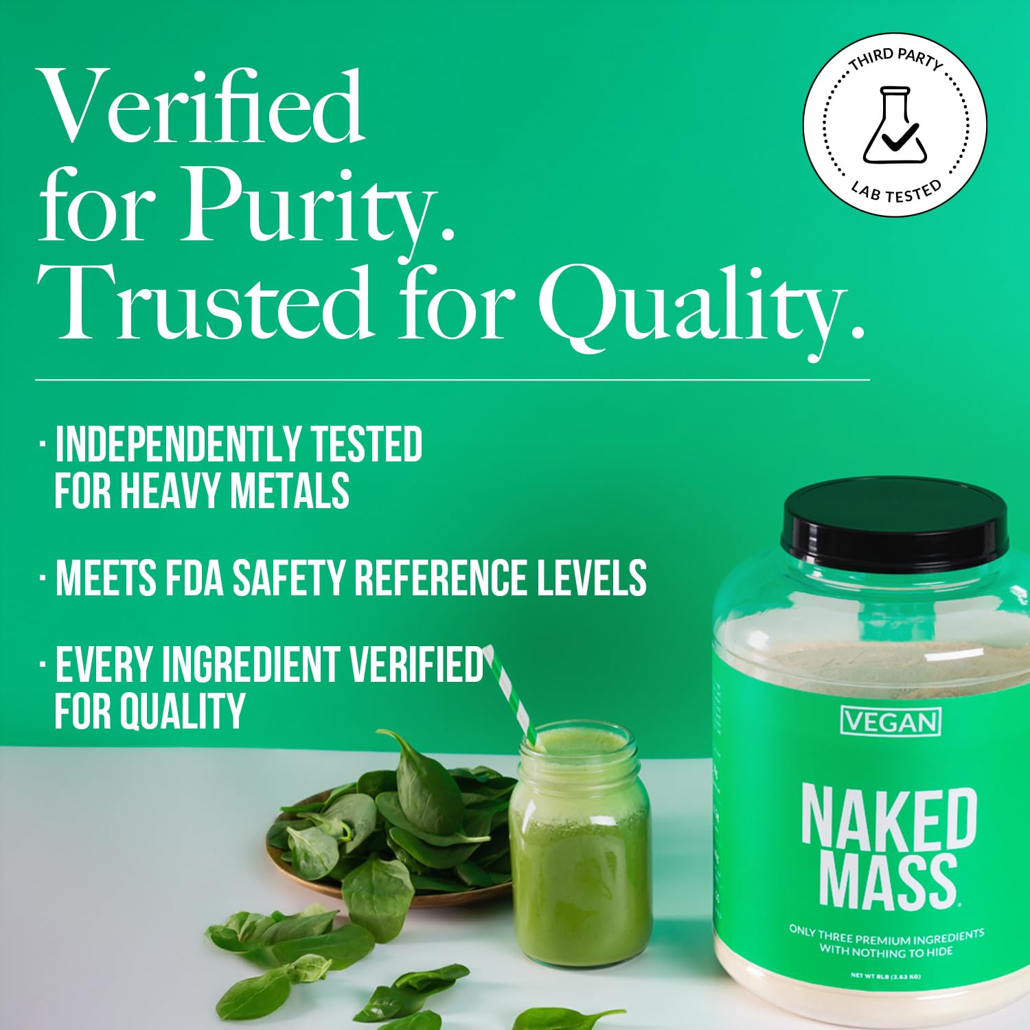 NAKED Vegan Mass sans lactose et sans gluten pour profils sensibles.