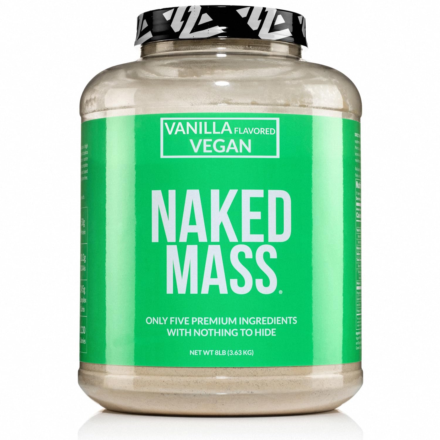 NAKED Vegan Mass Vanilla — emballage clair et pratique pour repérer rapidement le produit