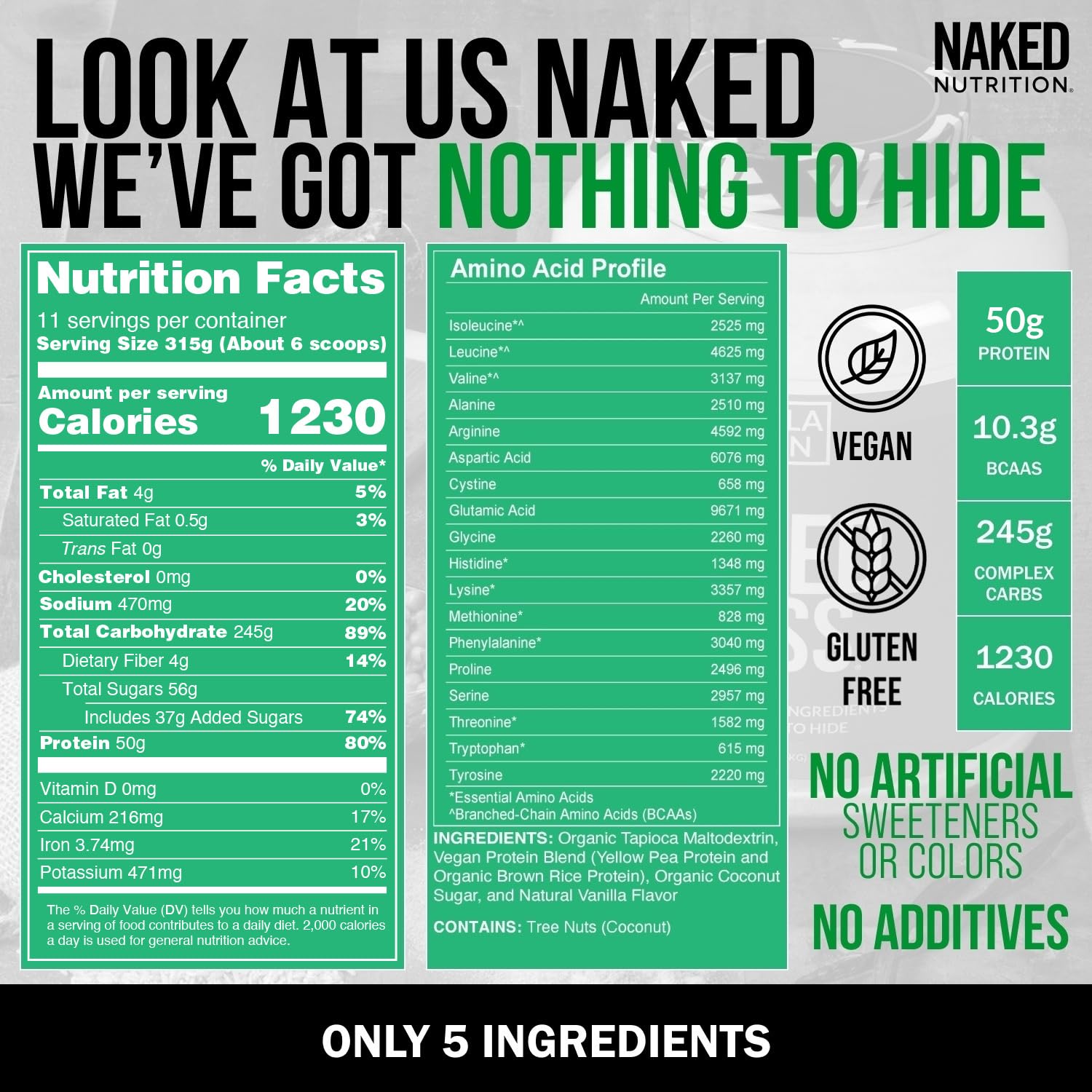 NAKED Vegan Mass Vanilla — texture légère et crémeuse prête à être mixée