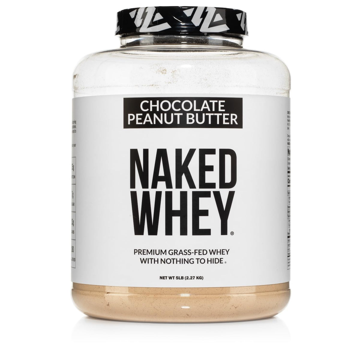 NAKED Whey Chocolat Beurre Noisette — bouteille montrant une nutrition riche et naturelle.