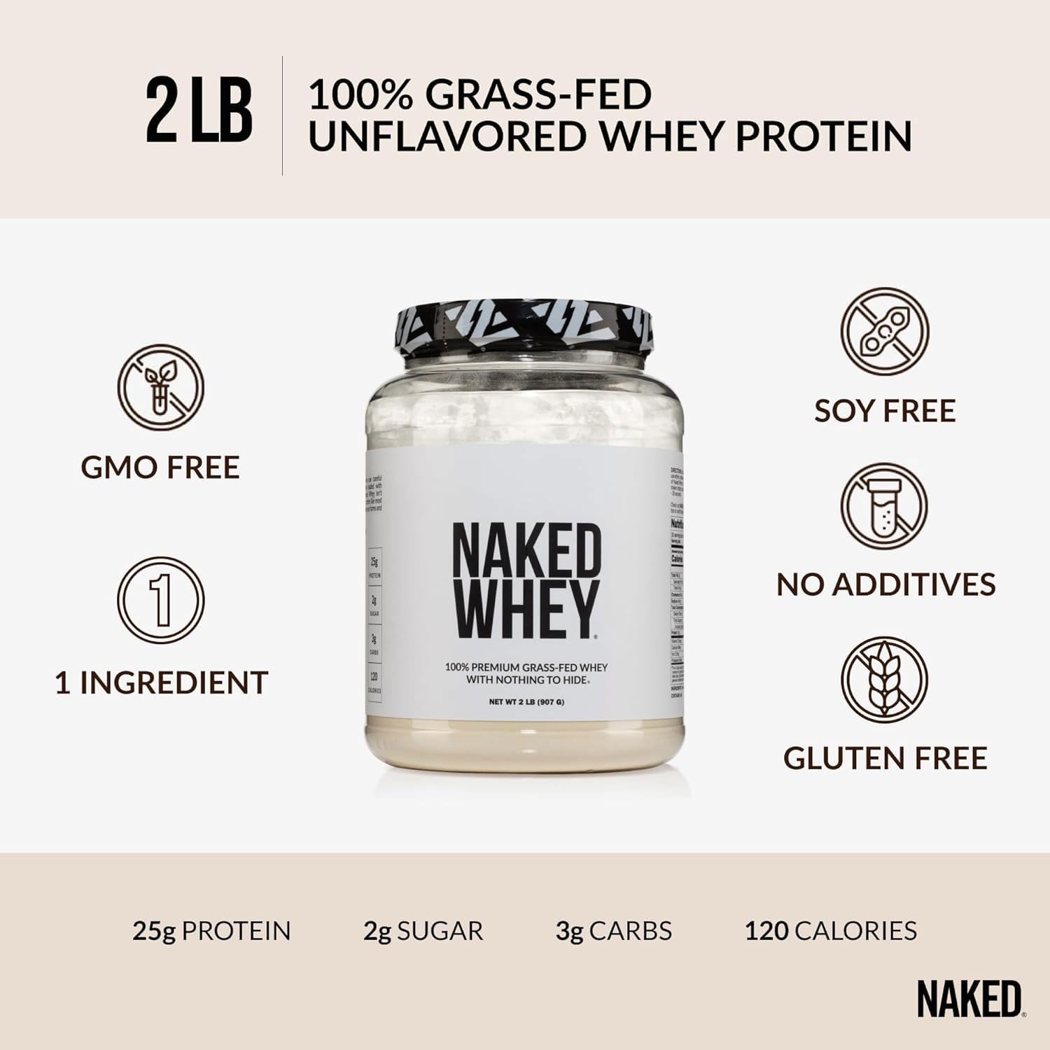 NAKED Whey vaches nourries à l’herbe, protéine non dénaturée