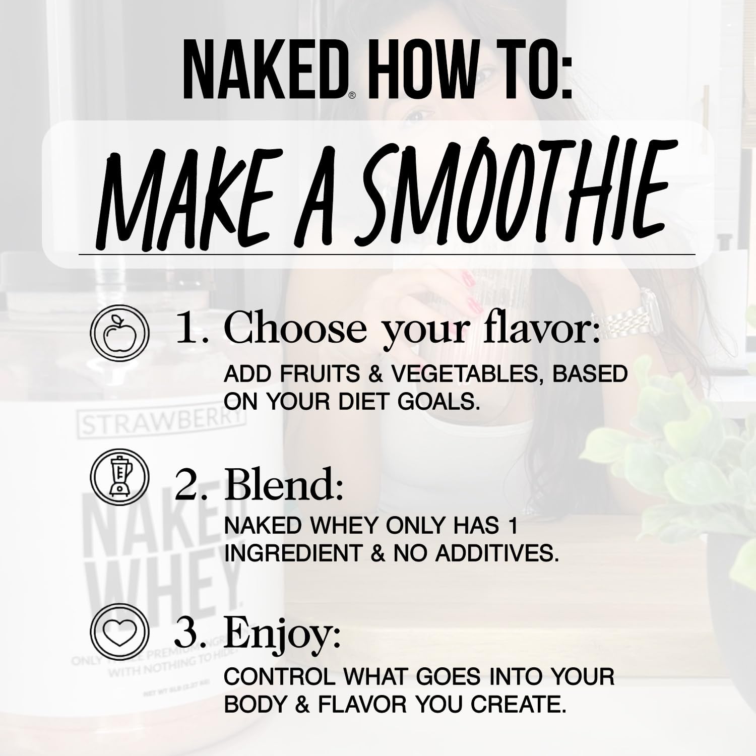 NAKED Whey Vanilla — ingrédients simples et naturels sans OGM, soja ni gluten.