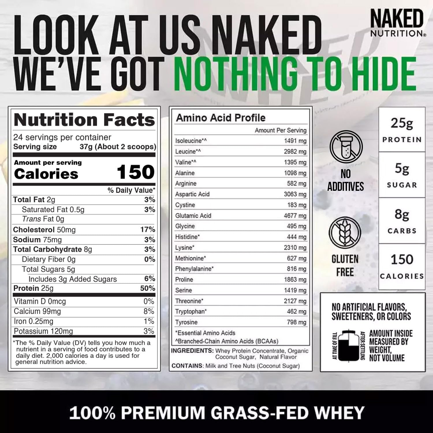 NAKED Whey Vanilla — shake post-entraînement pour récupération et énergie légère.