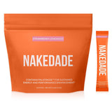 Nakedade poudre fraise-citron se mélange facilement dans l'eau pour une énergie durable.
