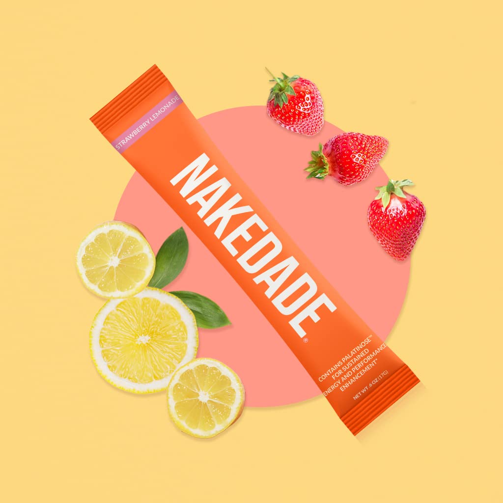 Nakedade sachets fraise-citron faciles à transporter pour l'hydratation pendant l'entraînement.