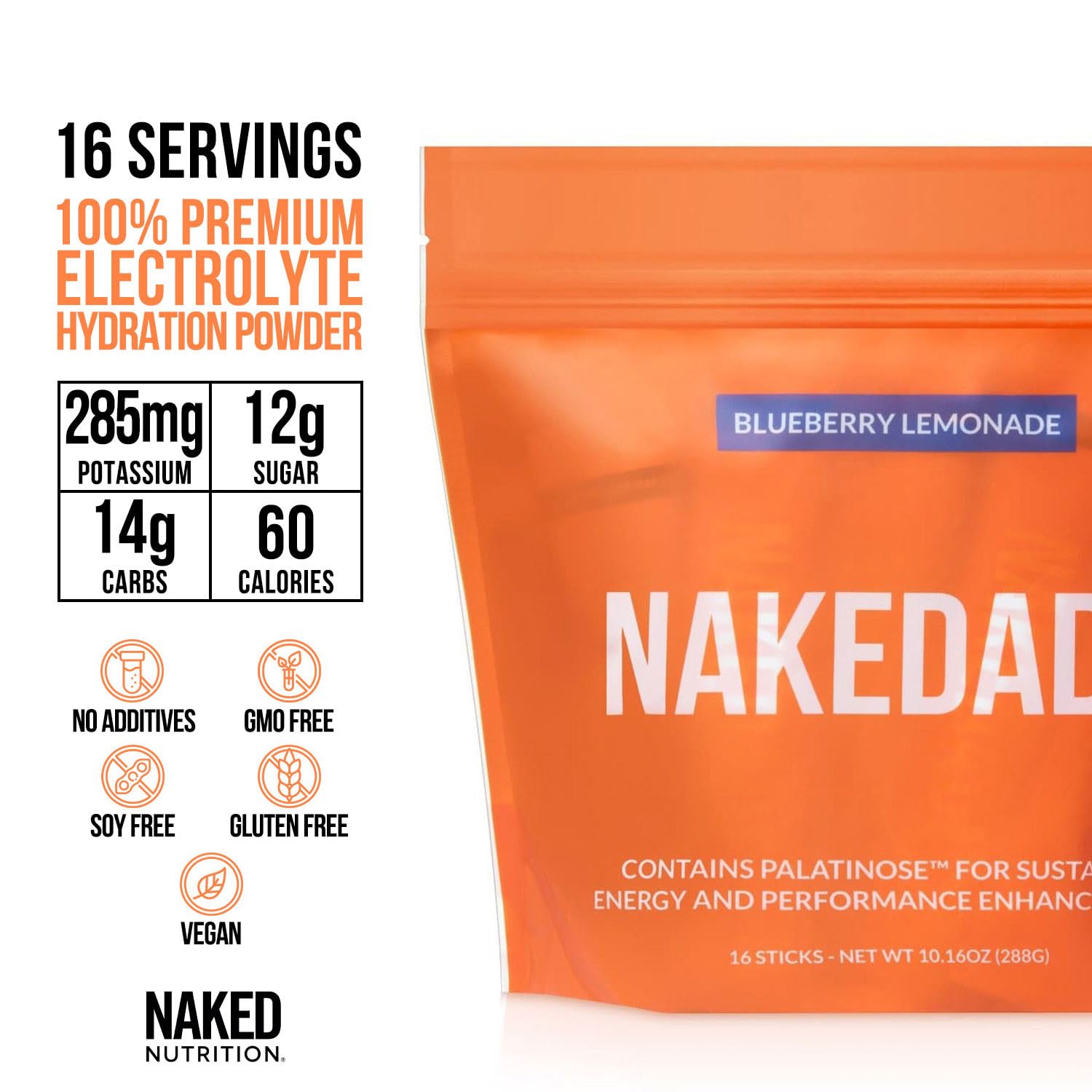 Verre d'eau avec Nakedade mélangé, boisson hydratante à la myrtille