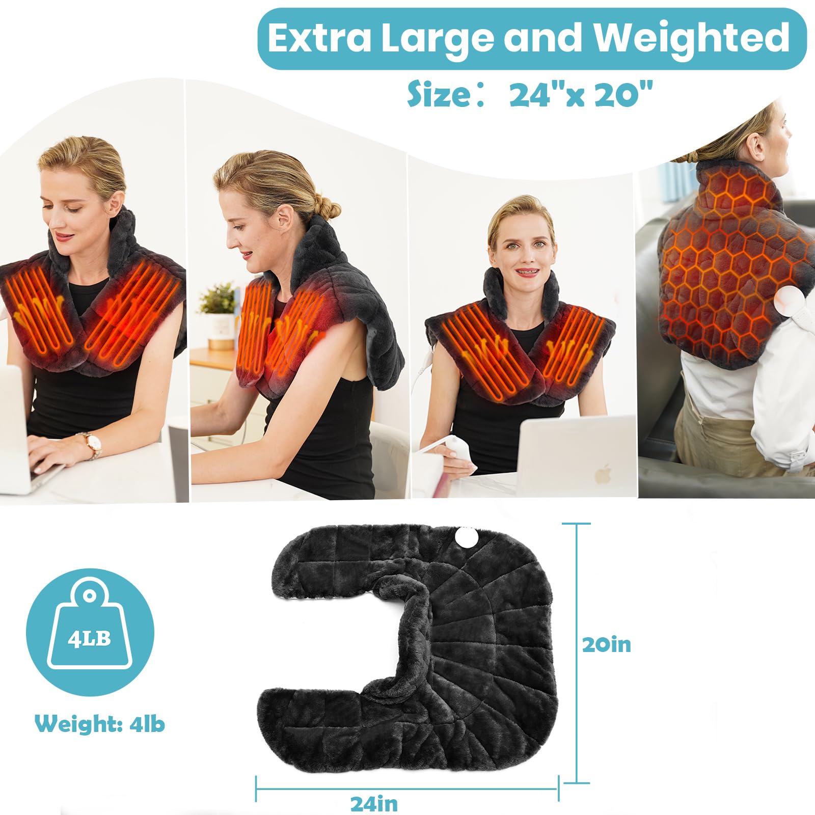 Grand format 24x20 pouces, ajustement ergonomique pour dos et épaules.