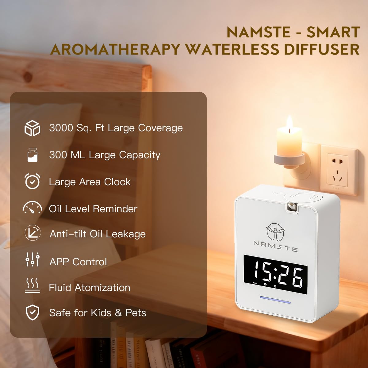 Réservoir 300 ml Namste, diffusion durable dans toutes les pièces.