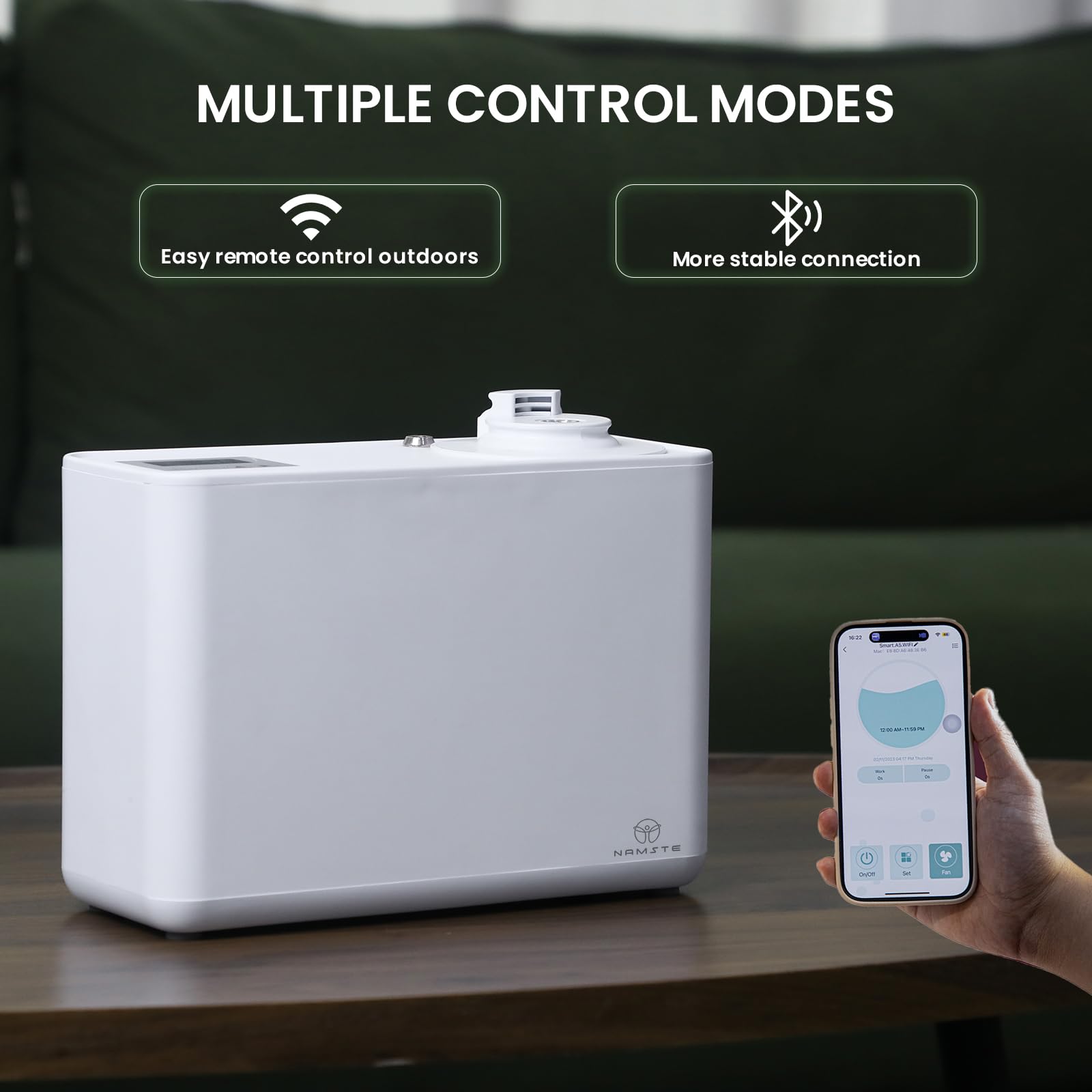 NAMSTE diffuseur HVAC 800ml connexion-sans-fil et application – personnalisation du parfum.