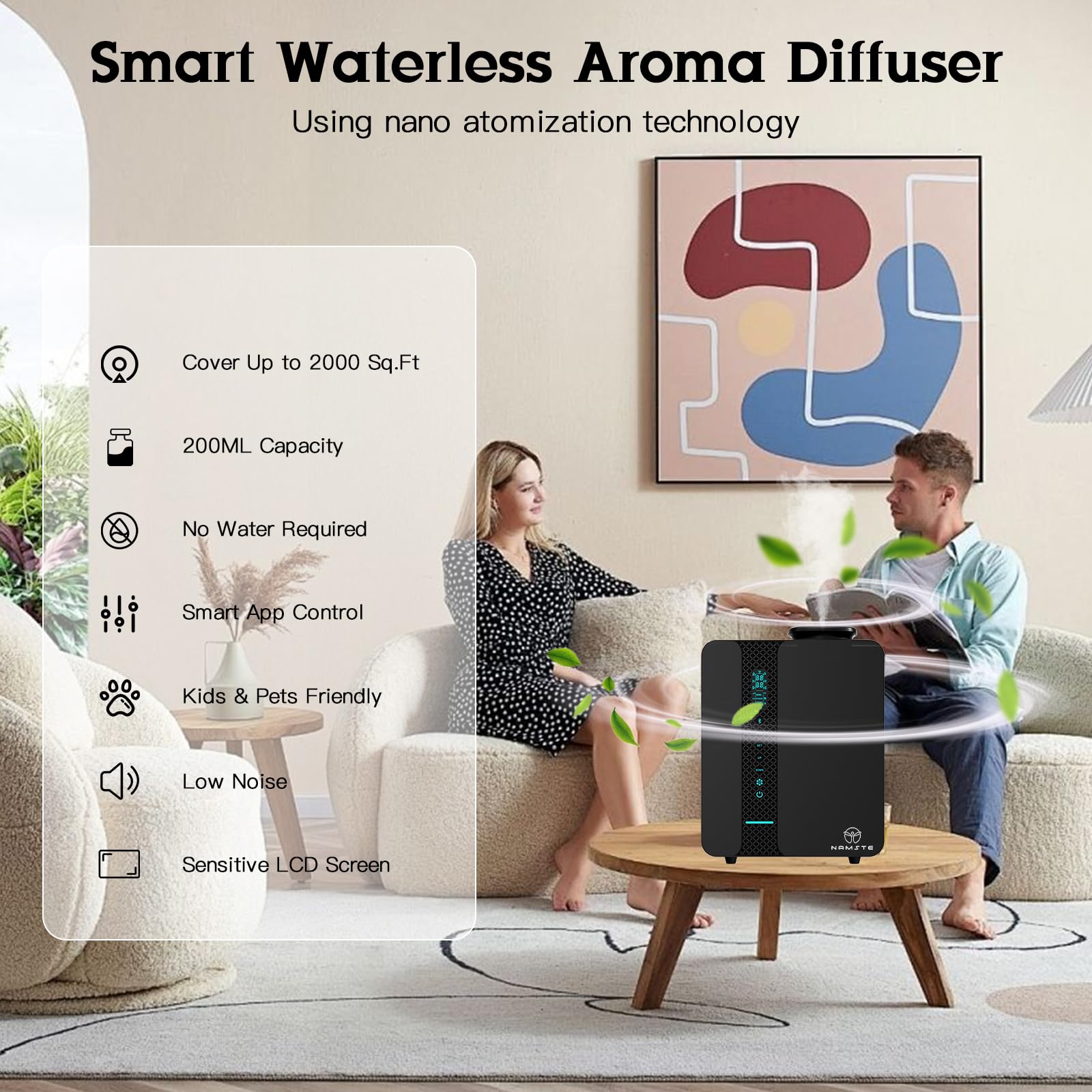 Namste diffuseur avec app, contrôle à distance pratique.