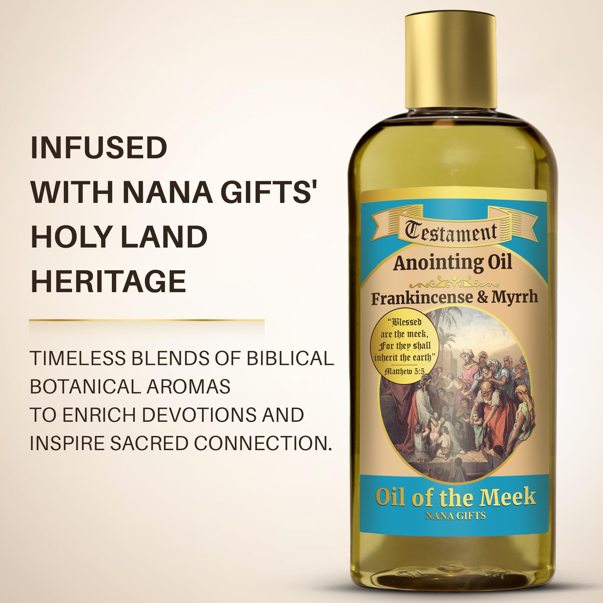 Nana Gifts huile d'onction Testament en emballage, idéal pour offrir lors d'occasions spirituelles.