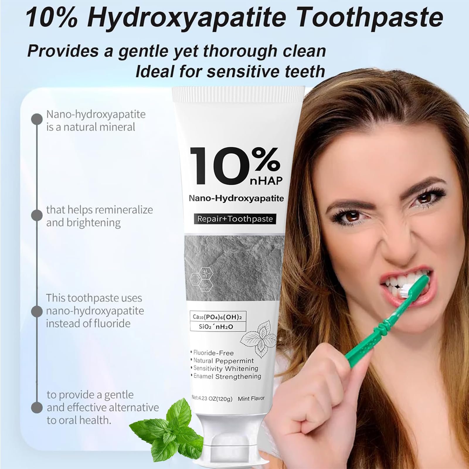 Brossage avec Nano-Hydroxyapatite montrant une routine quotidienne