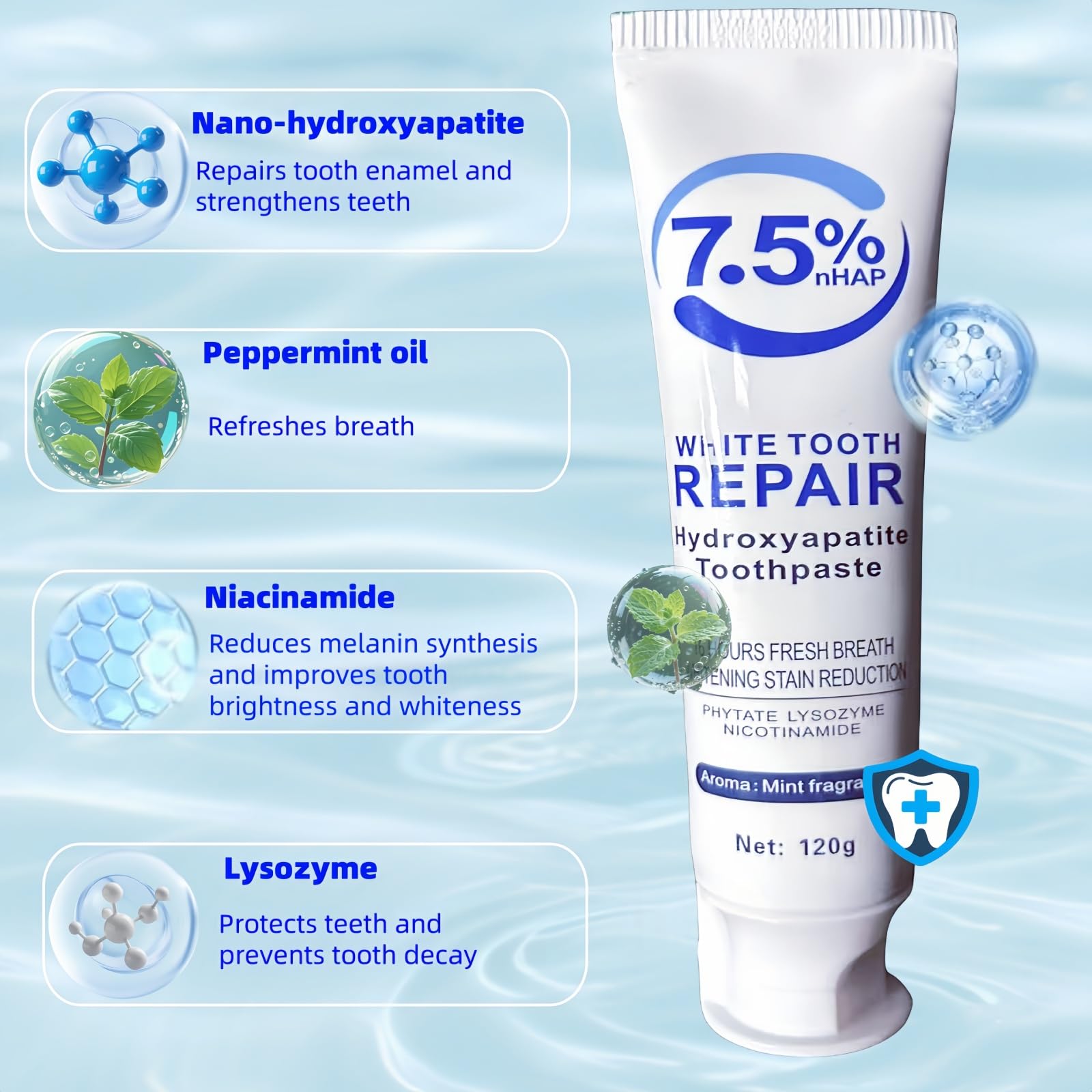Nanohap pâte dentifrice Sans fluor: routine douce sans fluorure