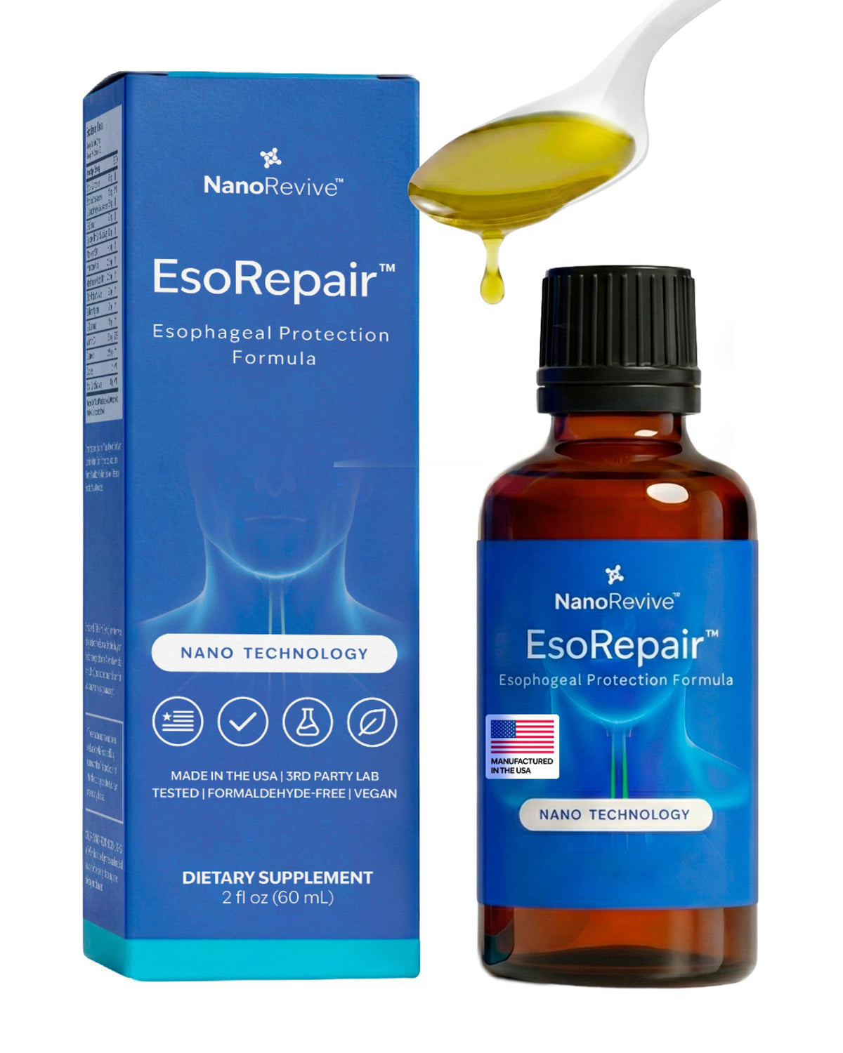 Nanorevive EsoRepair – bouteille-pour, dosage quotidien pour le confort œsophagien
