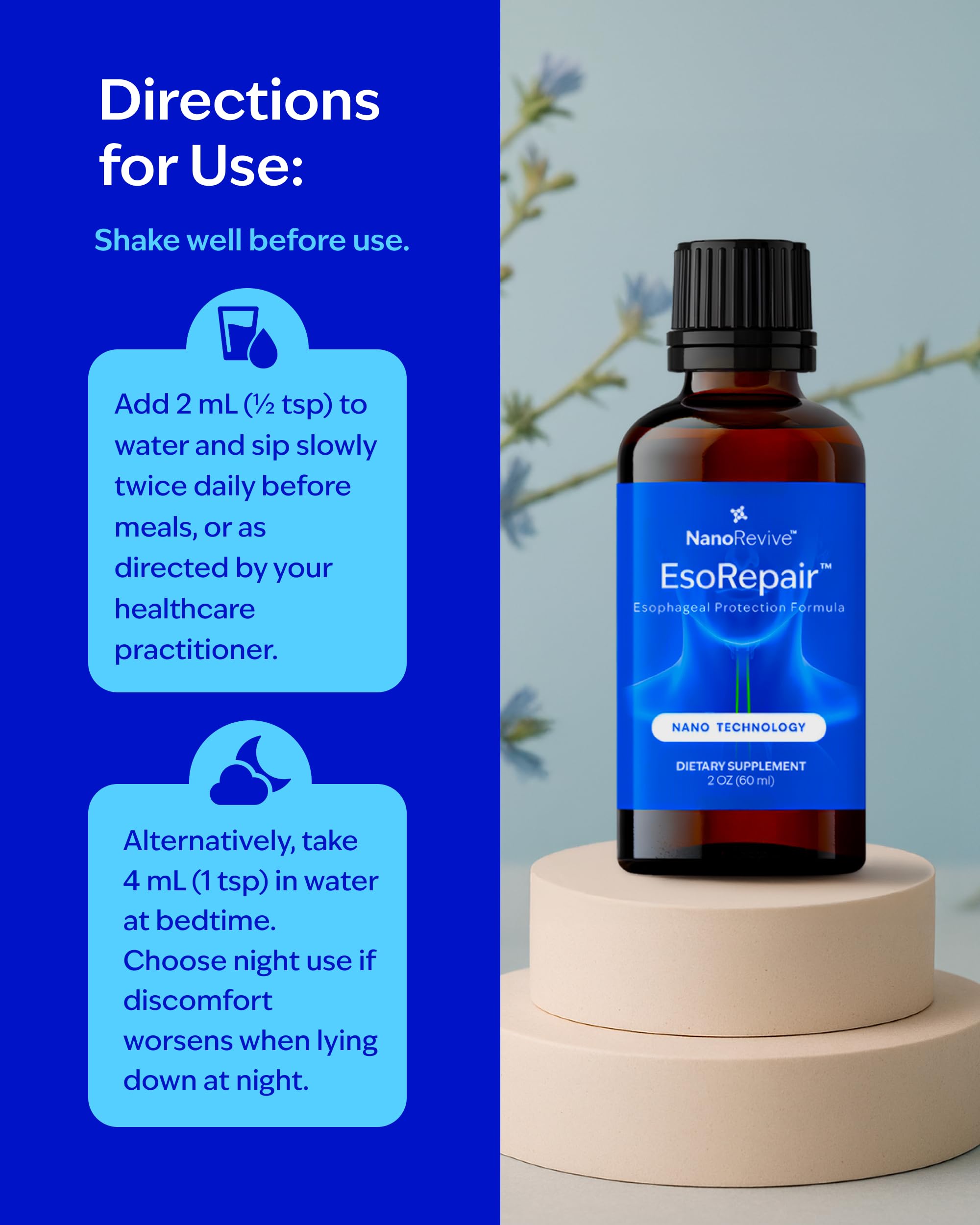 Nanorevive EsoRepair – utilisation-matin-soir pour un soutien durable au quotidien