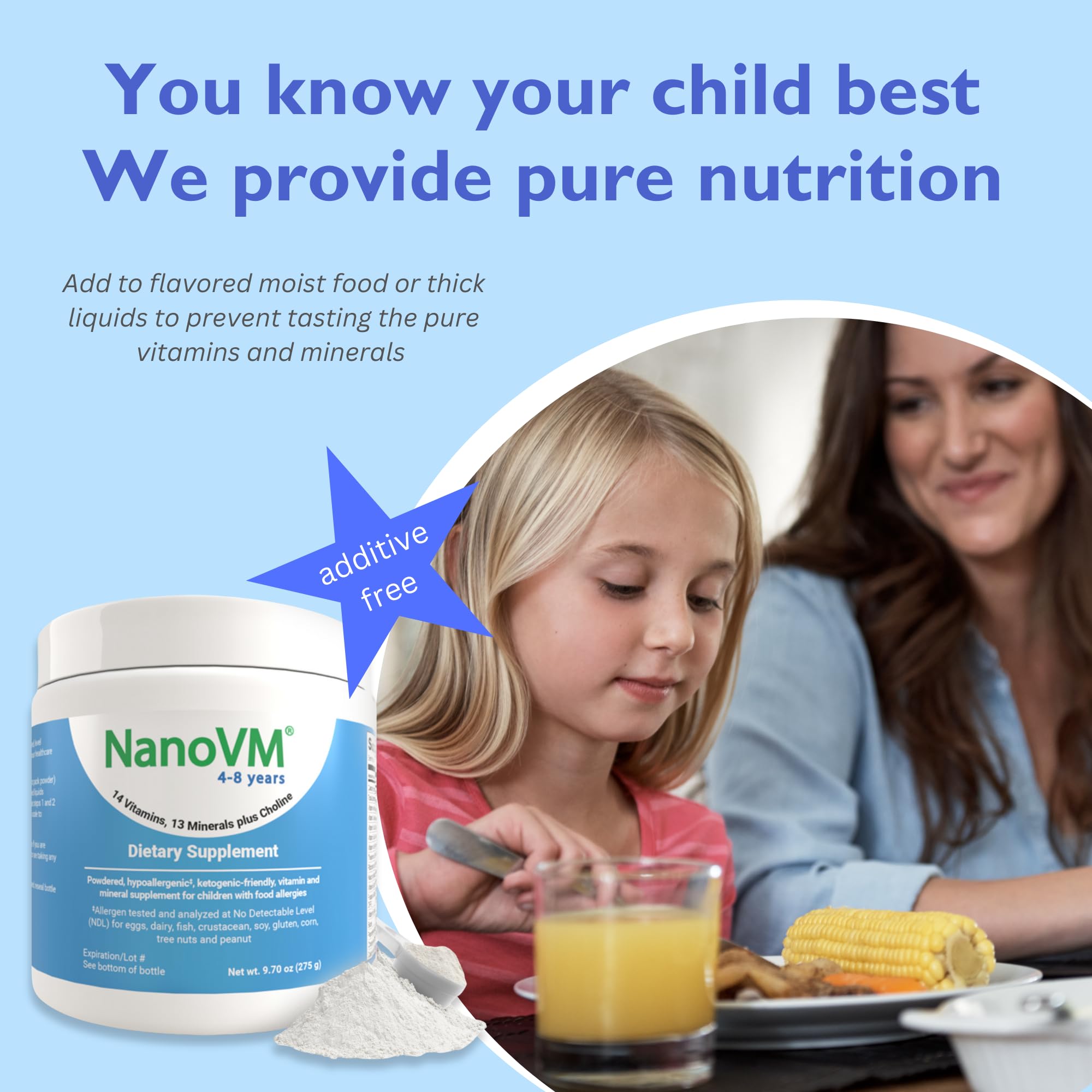 NanoVM poudre intégrée dans une boisson quotidienne pour faciliter l'apport.