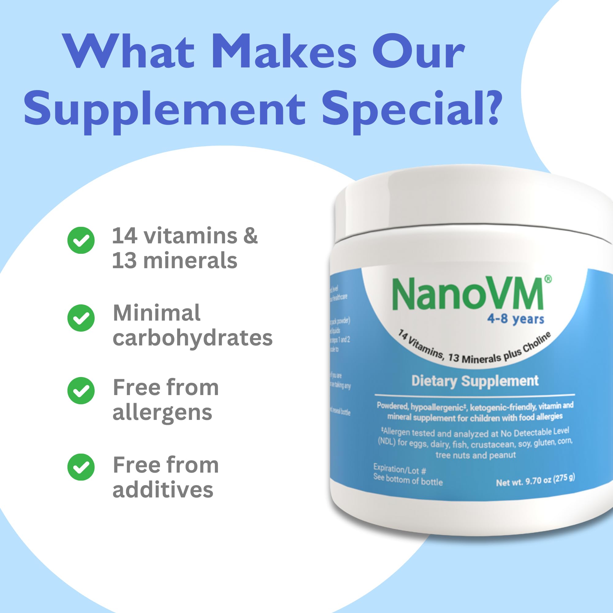 NanoVM sans additifs ni arômes pour une nutrition claire.