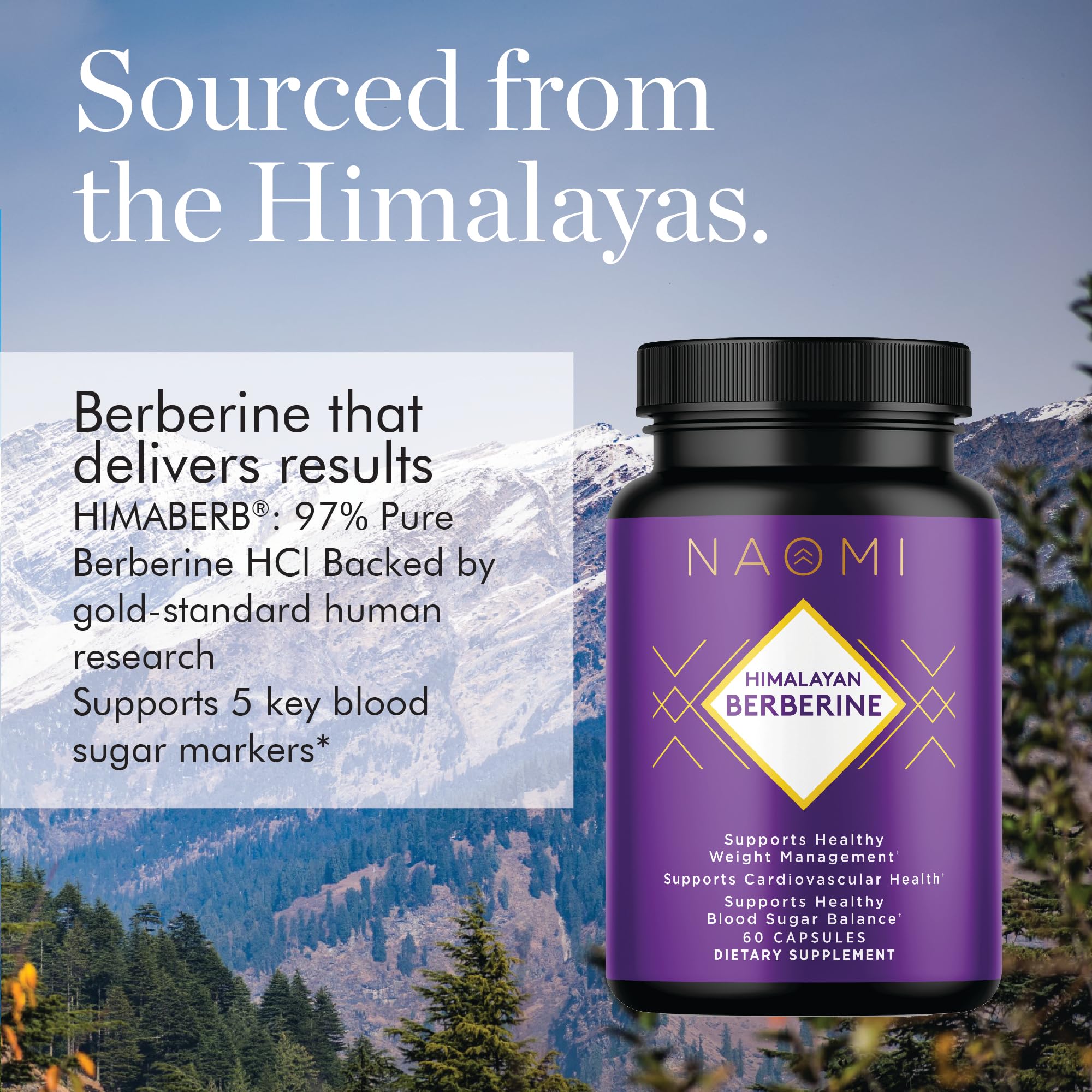 NAOMI Berberine Himalayenne 500 mg, étiquette lisible et pureté garantie