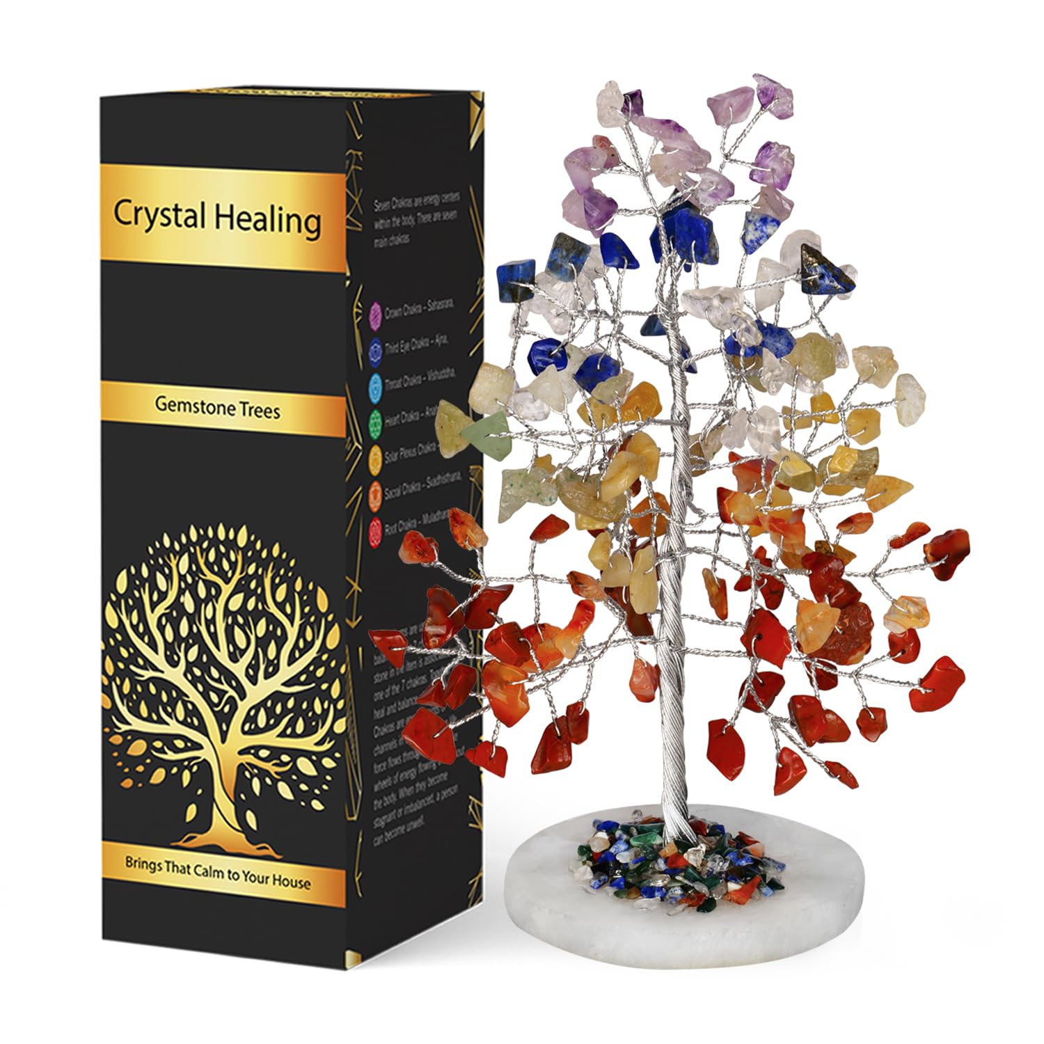 Naribabu arbre chakra pierres naturelles, parfait pour l'harmonisation personnelle à domicile.