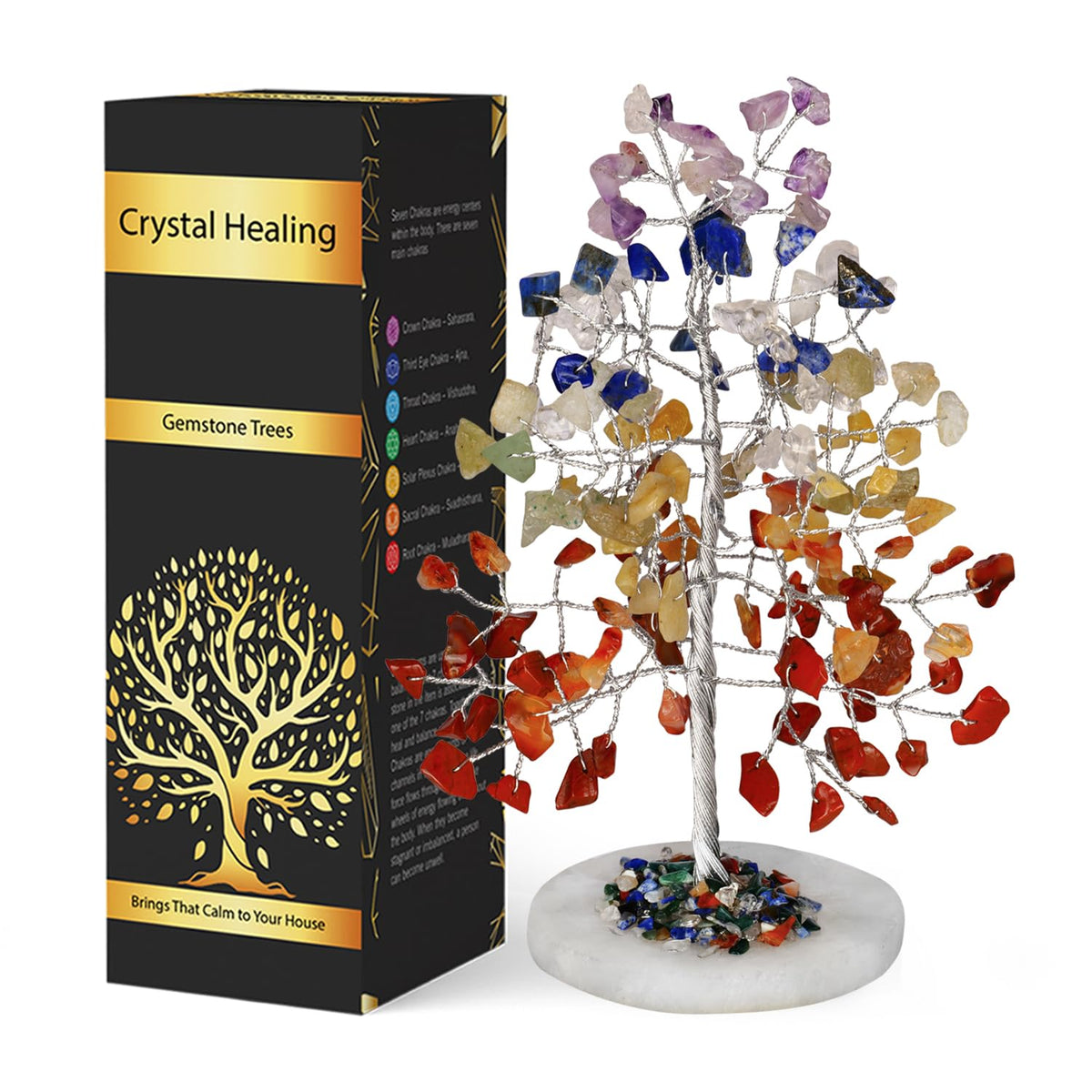 Naribabu arbre chakra pierres naturelles, parfait pour l'harmonisation personnelle à domicile.